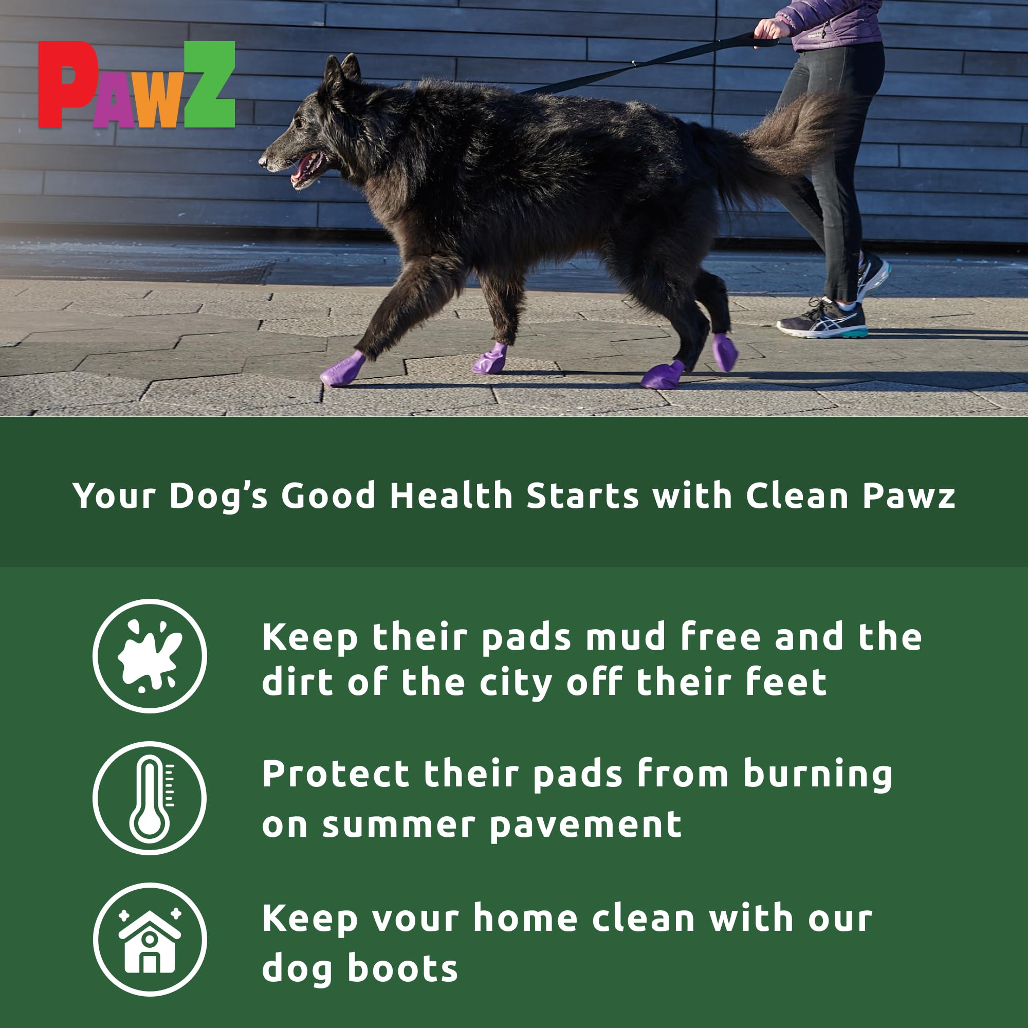 PawZ Rubber Dog Boots for Paws 4 and Up, 12 Pack - All-Weather Dog Booties for Hot Pavement, Snow, Mud, and Rain - Waterproof, A