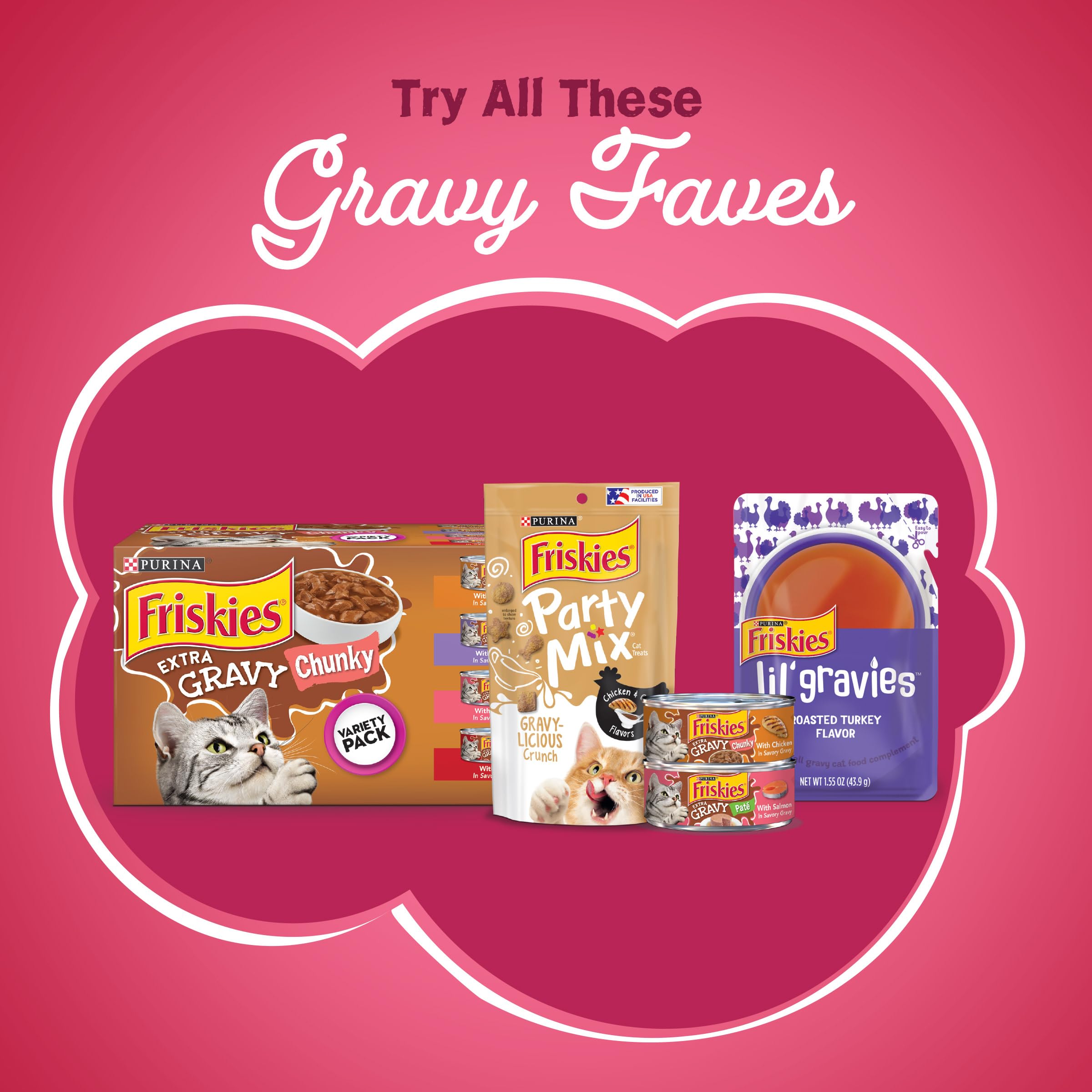 Purina Friskies Dry Cat Food Gravy Swirld With Flavors of Chicken, Salmon and Gravy - 3.15 lb. Bag