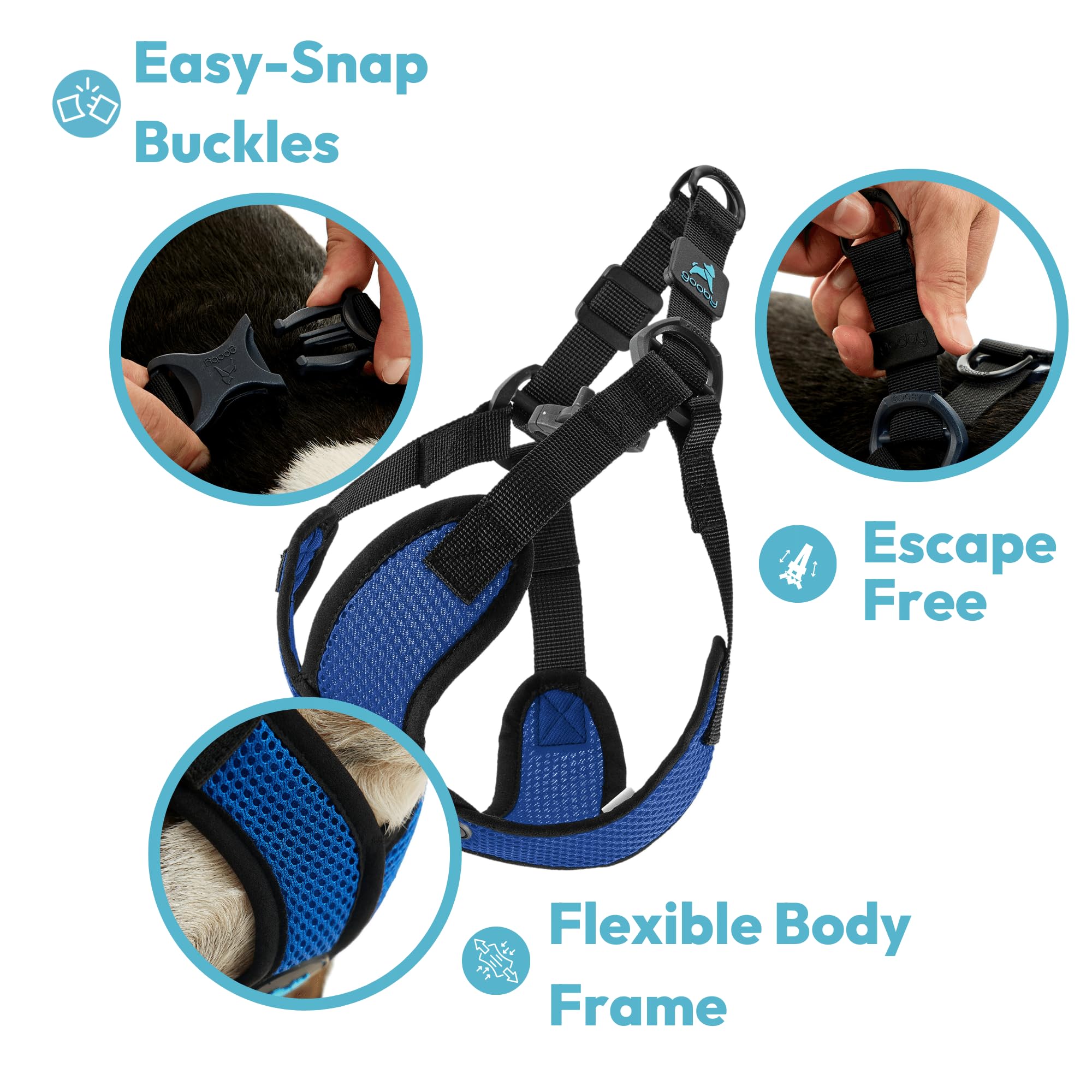 Gooby Comfort X Step in Lite Dog Harness - Choke Free, Escape Free with Light Breathable Mesh - Step in Dog Harness for Small an