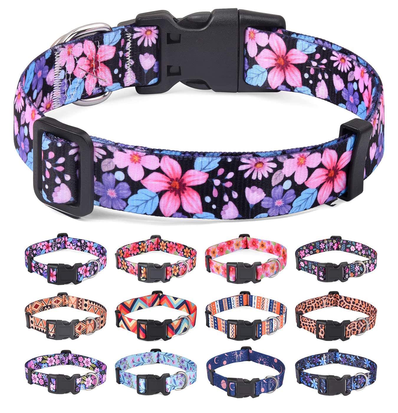 Hqyddmi Dog Collar For Small Dogs, Soft Comfy Pet Collar For Small Medium Large Dogs, Floral Pattern For Boy Girl Puppy Dogs(Flo