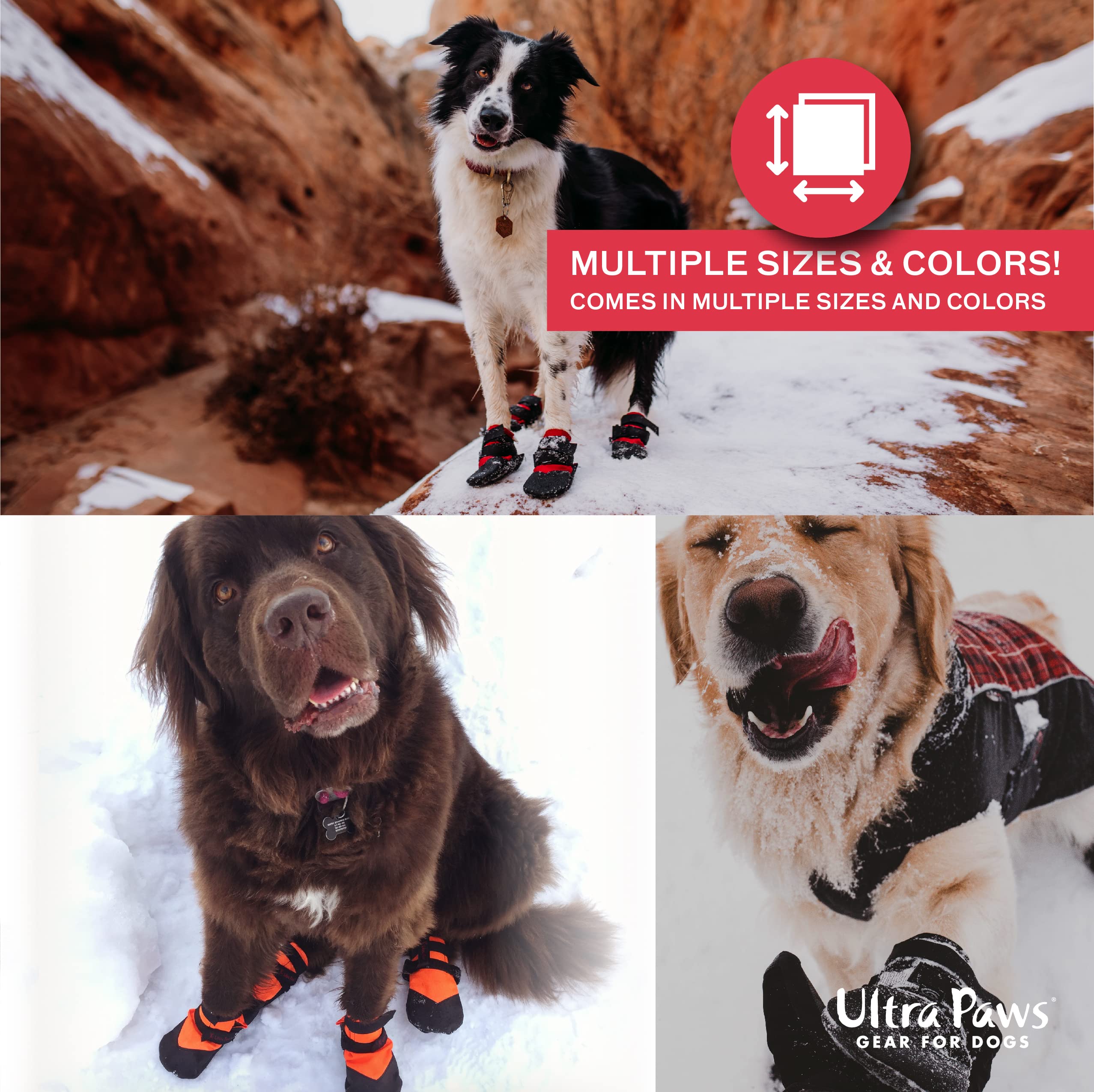 Ultra Paws Rugged Dog Boots and Paw Protectors for Small, Medium and Large Dogs Red (Size 11)