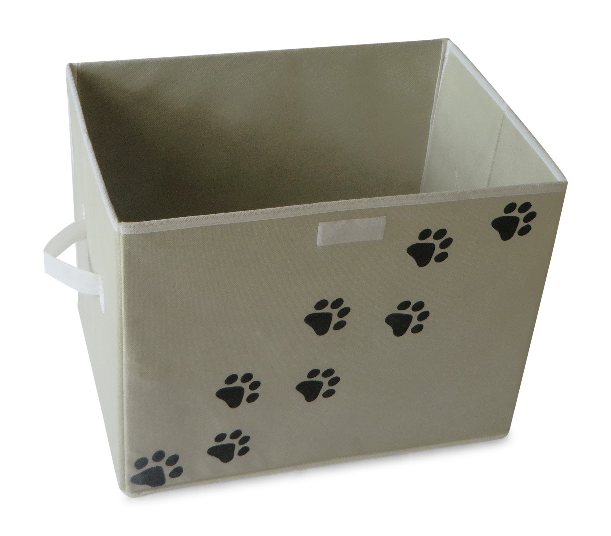 Feline Ruff Large Dog Toys Storage Box. 16' X 12' Inch Pet Toy Storage Basket With Lid. Perfect Collapsible Canvas Bin For Cat Toys And Accessories Too! (Tan)