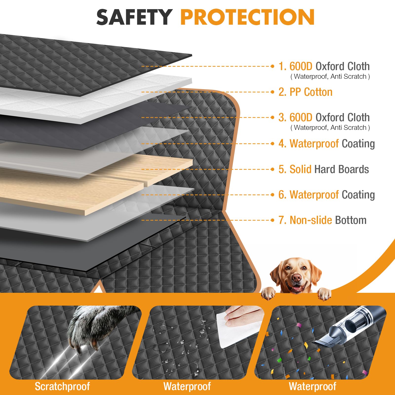 Lekespring Dog Car Seat Cover For Back Seat, Backseat Extender For Dogs Hard Bottom, Car Back Seat Extender For Dogs, Dog Hammoc