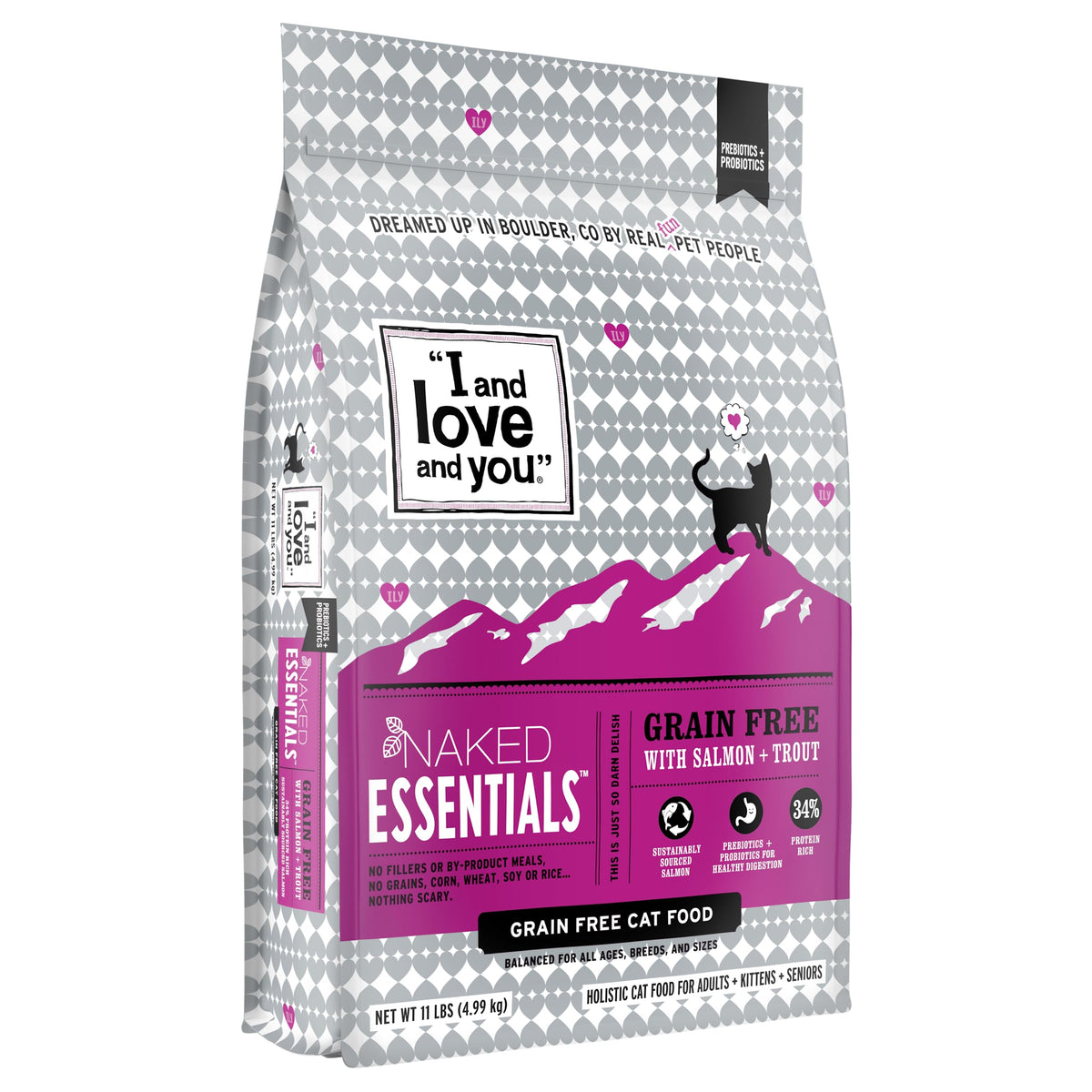 I And Love And You' Naked Essentials Dry Cat Food - Grain Free Kibble, Salmon + Trout, 11-Pound Bag (F14110)