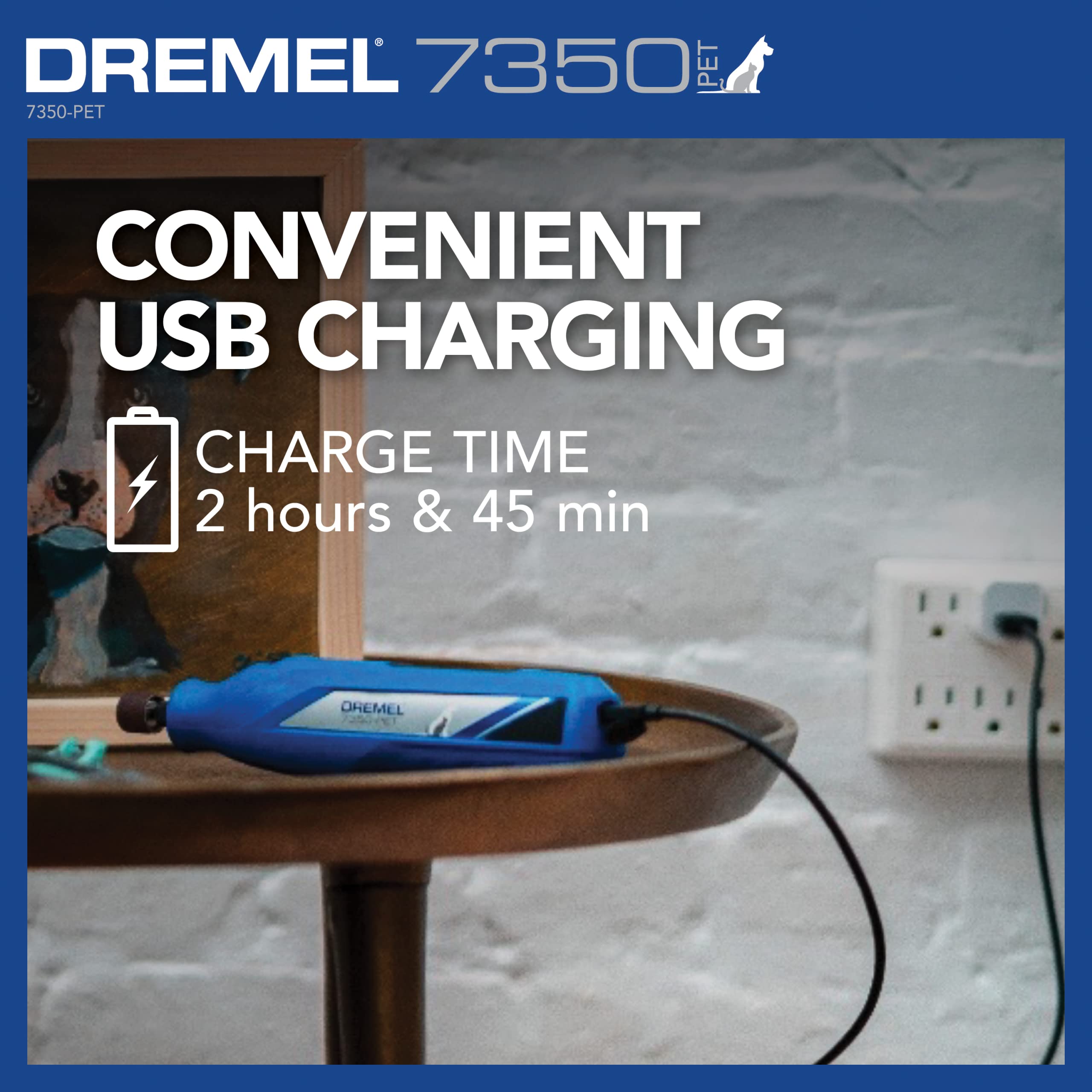Dremel 7350-PET 4V Pet Nail Grinder - Safe & Easy Trimmer for Dogs & Cats - Professional Grooming Kit, Original Size