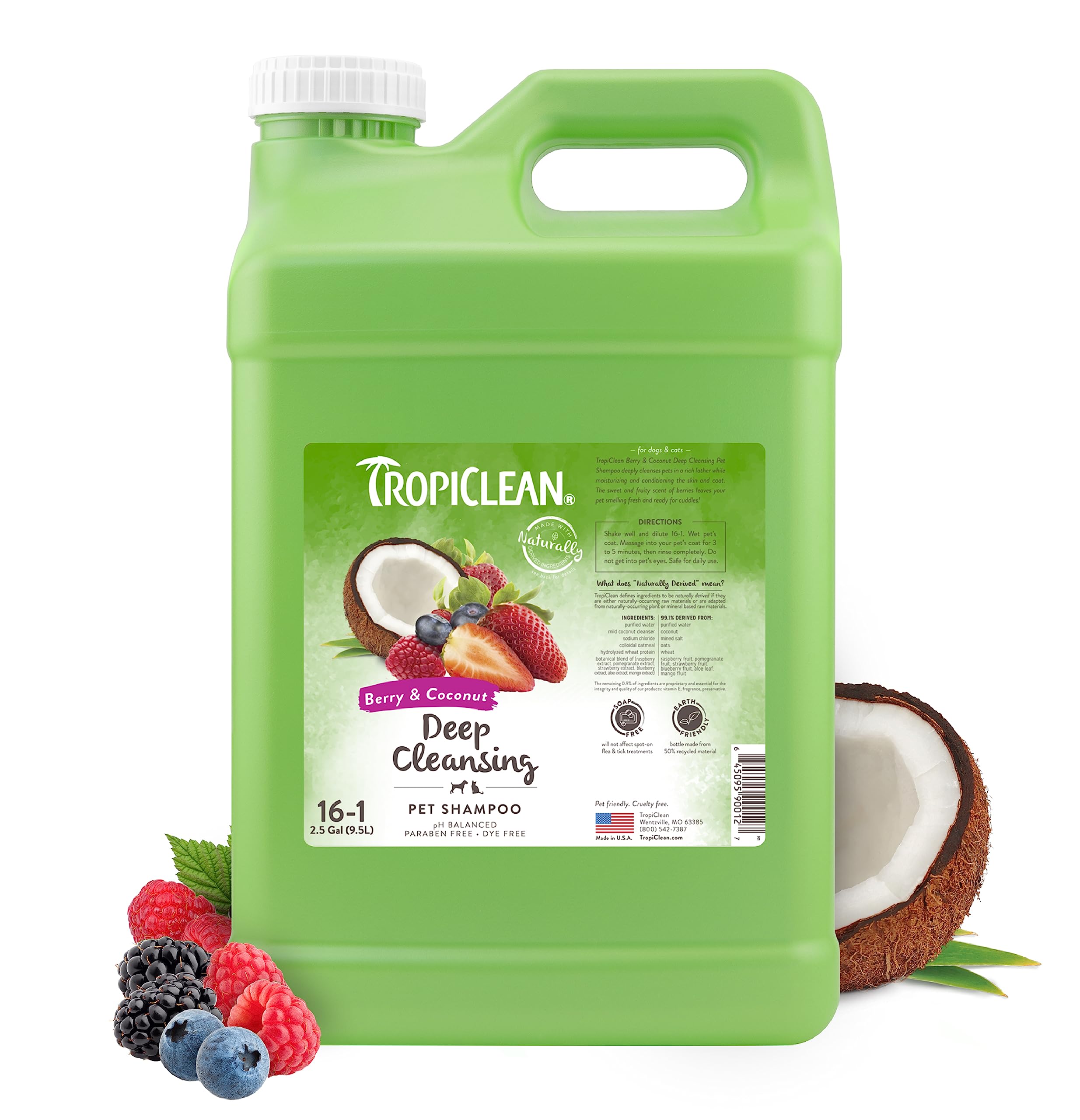 TropiClean Deodorizing Dog Shampoo for Smelly Pets, Professional Dog Shampoo, Long Lasting Odor Control, Puppy Safe, USA Made, B