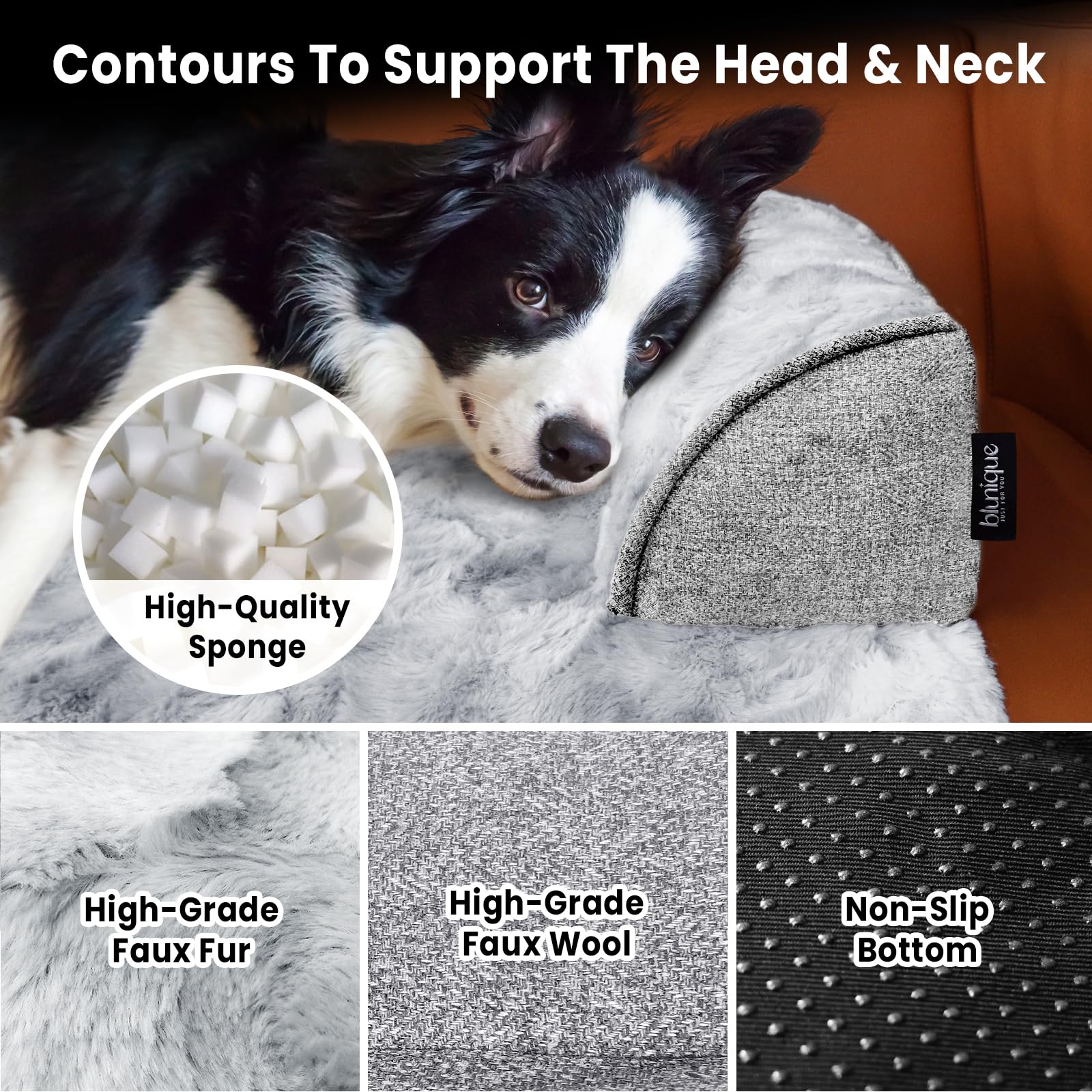 Blunique Calming Extra Large Dog Couch Bed For Dogs, 45 X 37 Inch Waterproof Removable Dog Mat Couch Cover For Furniture Protect