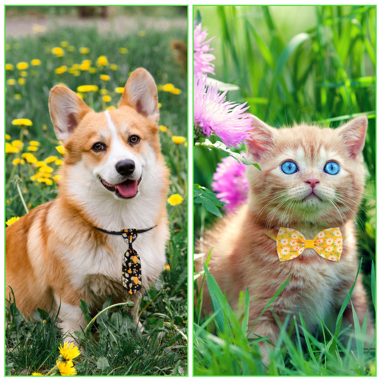 Eccliy 120 Pcs Christmas Dog Bow Tie Collar - Adjustable Santa Claus Snowman Pattern Neckties And Hair Accessories For Small Dog