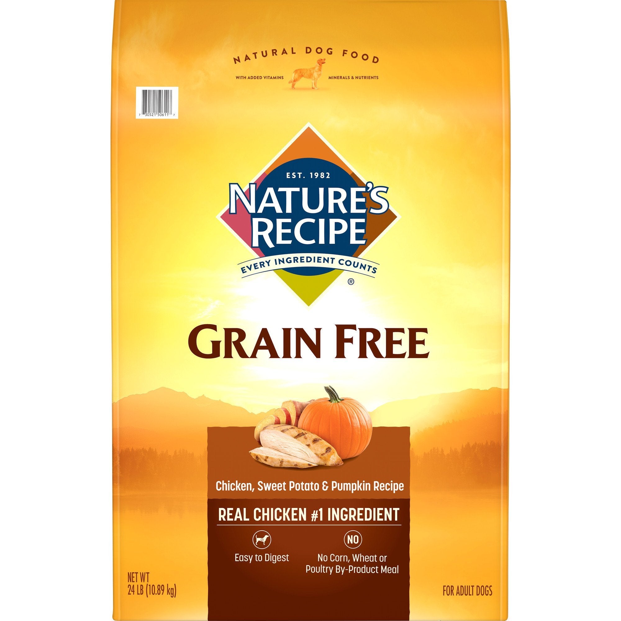 Natures Recipe Grain Free Chicken, Sweet Potato & Pumpkin Recipe Dry Dog Food, 24 lb. Bag