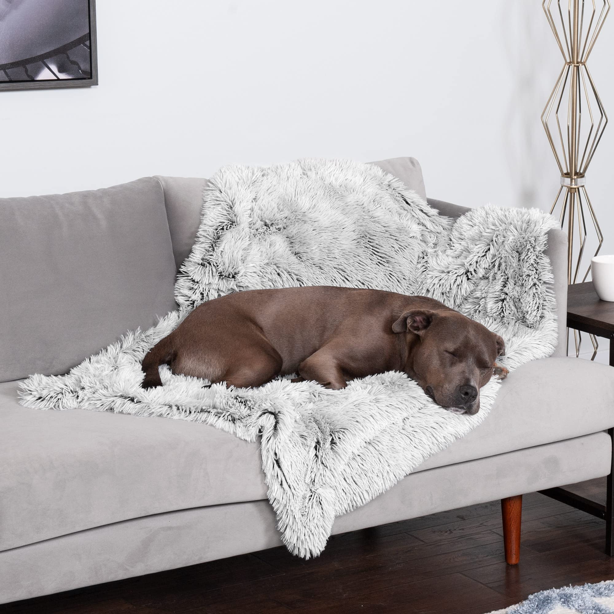 Furhaven Waterproof Throw Blanket For Dogs & Indoor Cats, Washable - Shaggy Plush Calming Long Faux Fur & Velvet Dog Blanket - M