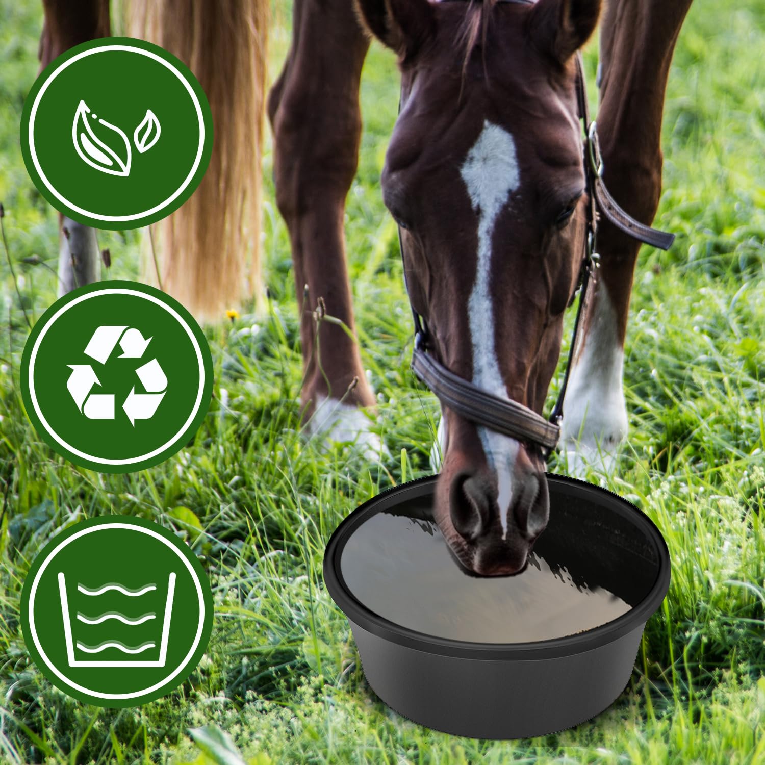 4pcs Rubber Feed Pan, 10.63x3.94in 4 Quart Horse Feed Bucket Chicken Dust Bath Tub Dog Bowl Multi-Use Livestock Feeder for Pig G