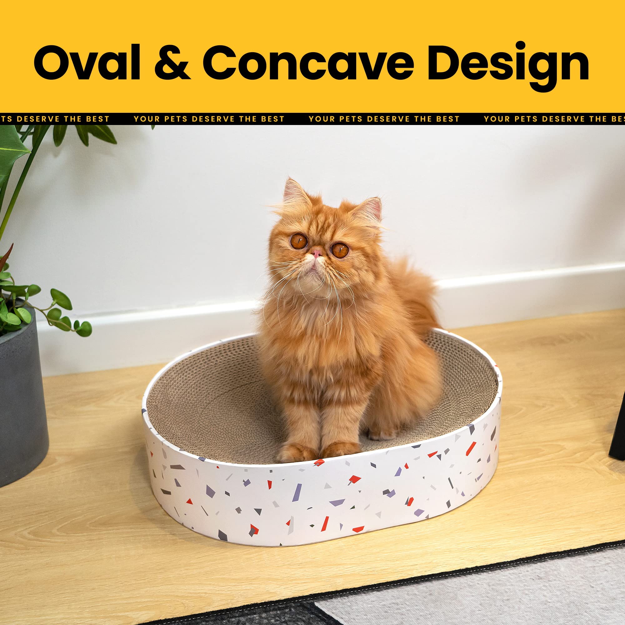 Conlun Cat Scratcher Cardboard,2 In 1 Oval Cat Scratch Pad Bowl For Indoor Kitty Grinding Claw,Round Kittens Scratching Board Co