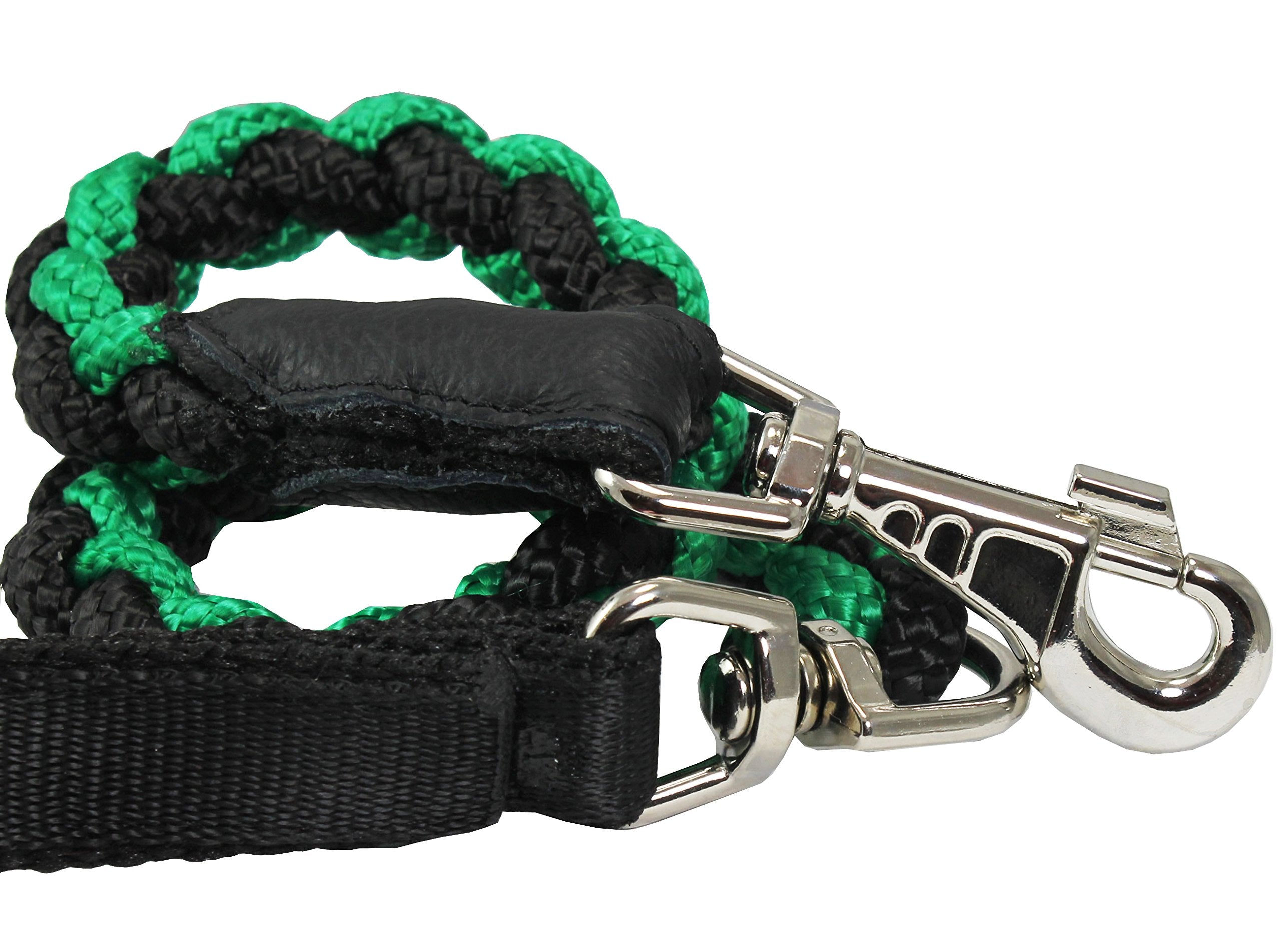 Dogs My Love 1' Wide Braided Rope Short Leash 32' Long Large (Black/Green)