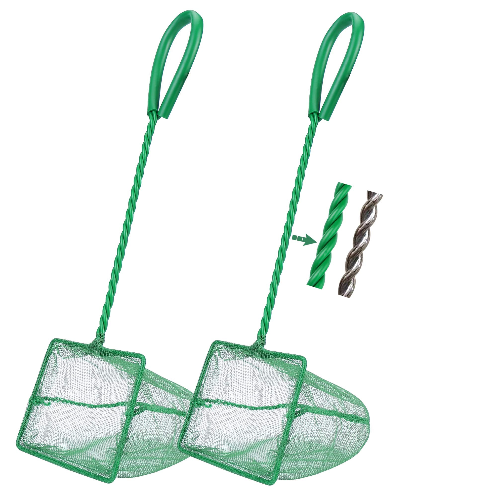 Filhome 2 Pcs Aquarium Fish Net, 4 inches Fine Mesh Quick Catch Fish Net for Fish Tank Betta Fishing Net