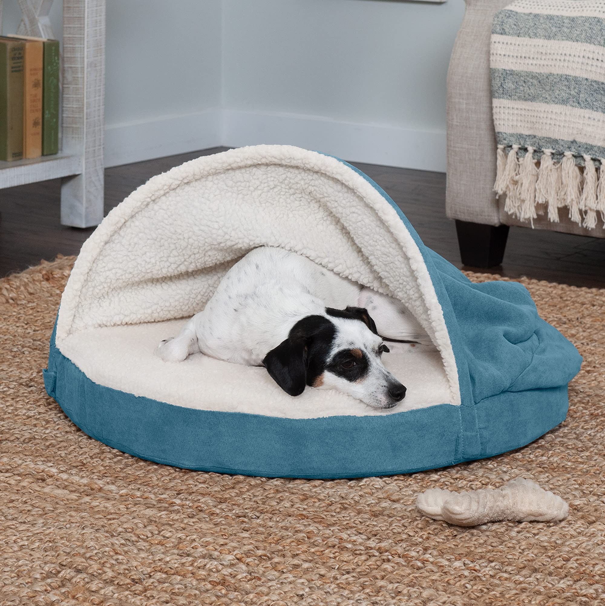 Furhaven 26 Round Orthopedic Dog Bed for Medium/Small Dogs w/ Removable Washable Cover, For Dogs Up to 30 lbs - Sherpa & Suede S