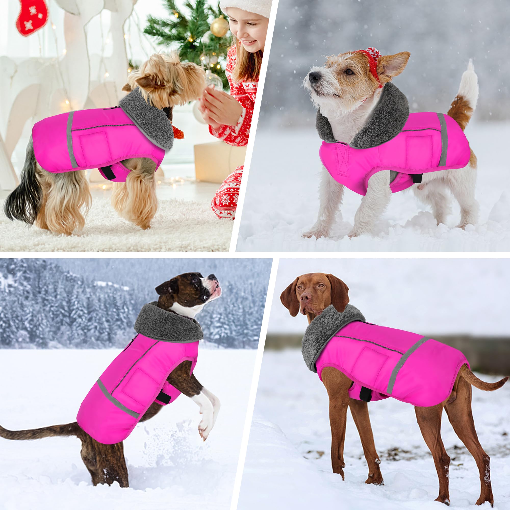 Dogcheer Dog Coats for Large Dogs, Warm Turtleneck Dog Jacket Clothes Winter Coat with Fleece Lined, Waterproof Windproof Dog Sn