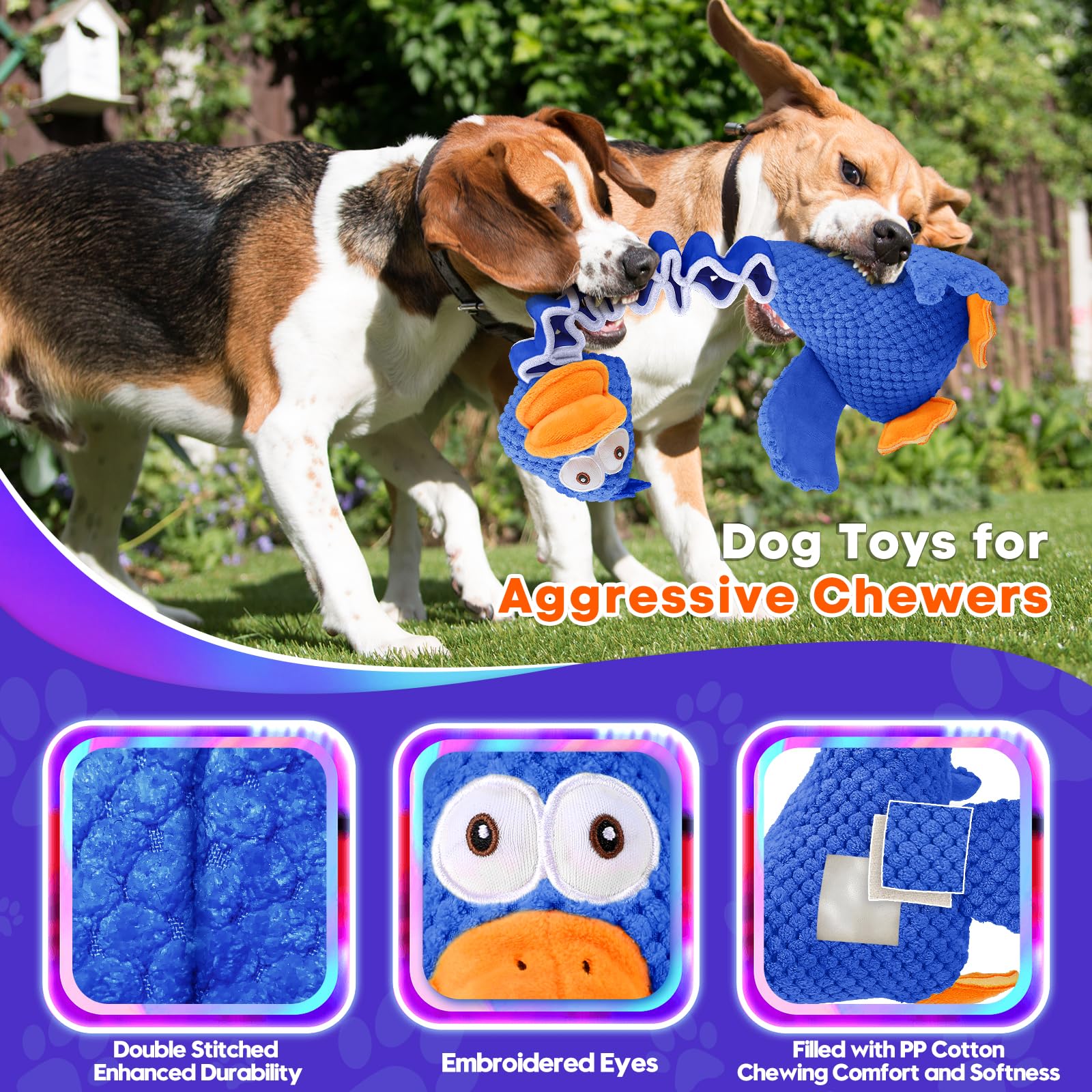 Foxyyds Interactive Puppy Toys, Dogs Toys For Aggressive Chewers, Retractable Tug Of War Dog Toys, Durable Chewing Squeaky Dog T