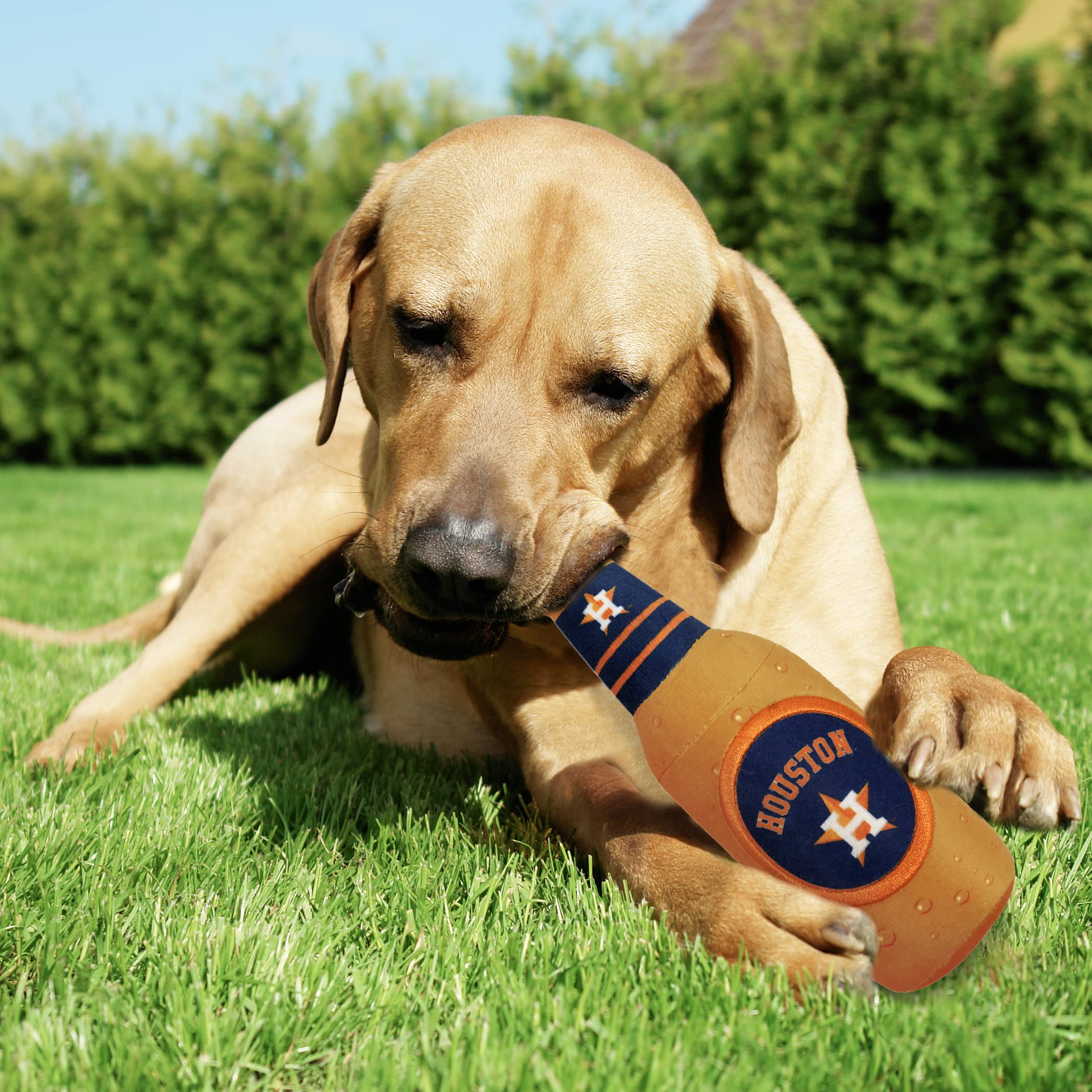Pets First Mlb Houston Astros Stadium Beer Bottle Plush Dog Toy-Cutest Plush Toy For Dogs & Cats With Inner Squeaker & Premium E
