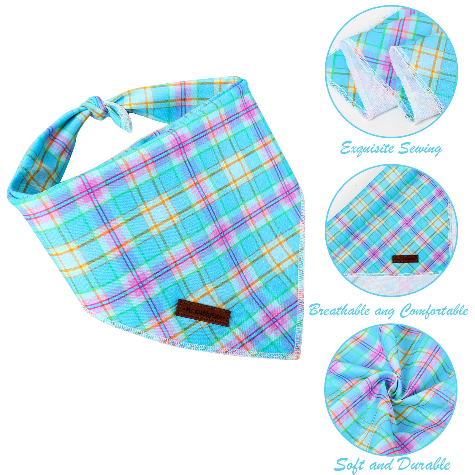 Mr. Chubbyface Blue Stripes Striped Dog Bandanas Reversible Triangle Bibs Scarf Accessories For Dogs Cats Pets S