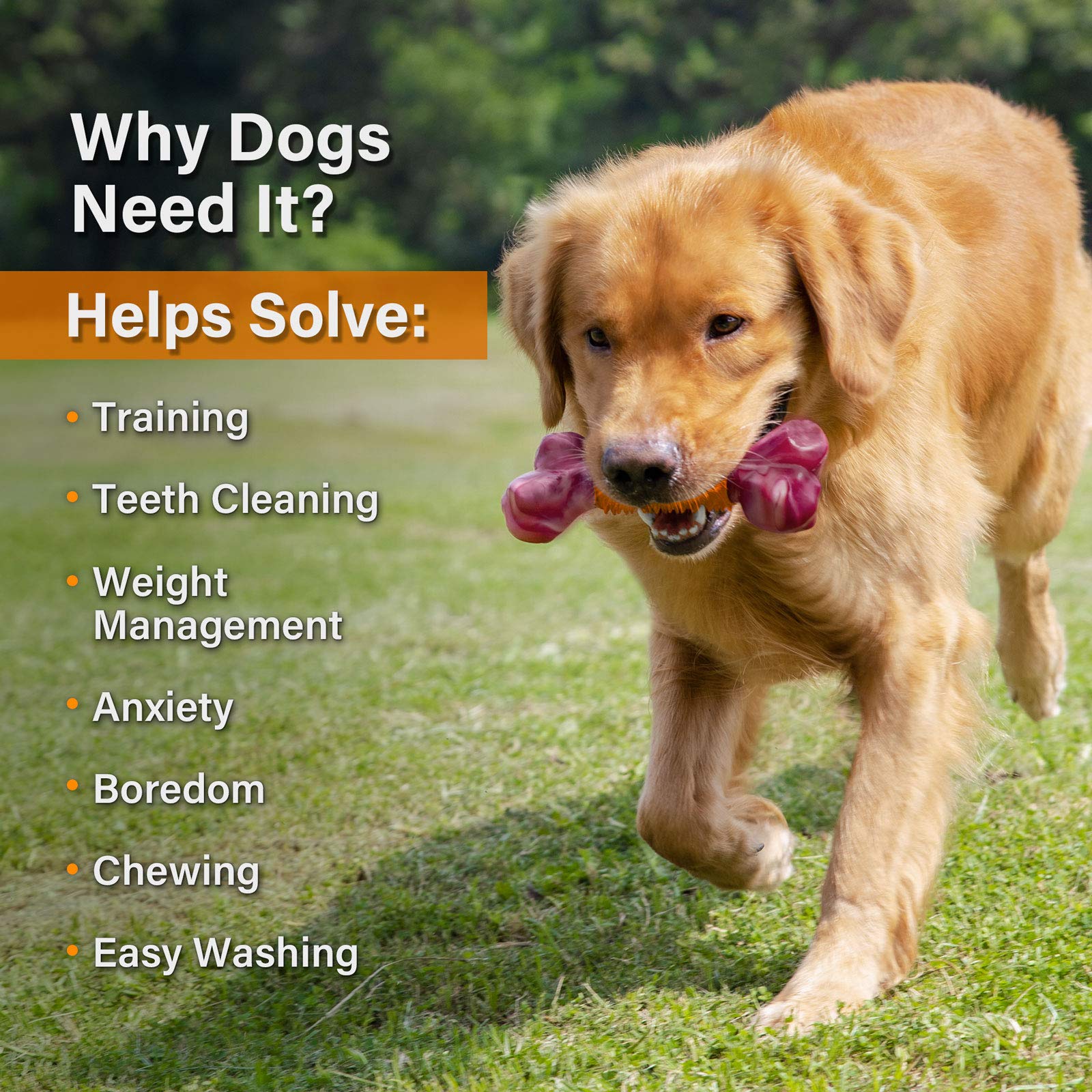 Apasiri Dog Toys for Aggressive Chewers Peanut Butter Flavored, 8 Tough Dog Chew Bone, Nylon & Rubber Chew Toy, Dog Bone Toy for