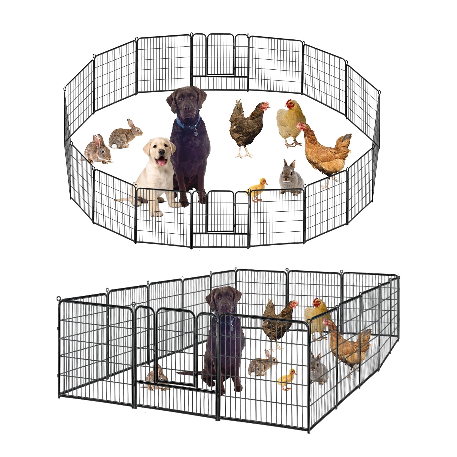 Confote Dog Playpen Pet Dog Fence 16 Panel 32 Inch Foldable Exercise Pen Outdoor Metal Pet Fence Barrier Kennel For Medium Dogs 