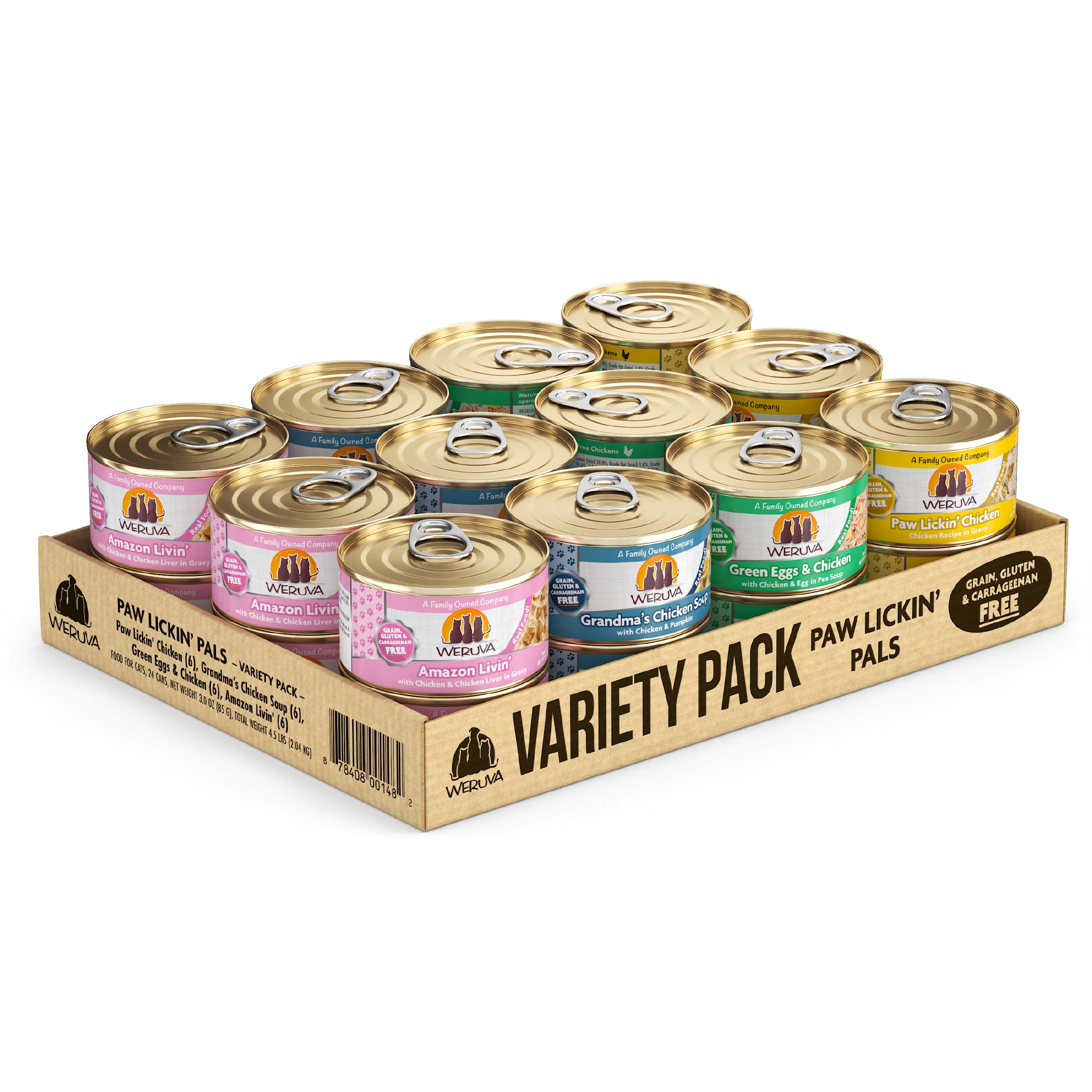 Weruva Classic Cat Food, Variety Pack, Paw Lickin Pals Wet Cat Food, 3oz Cans (Pack of 24)