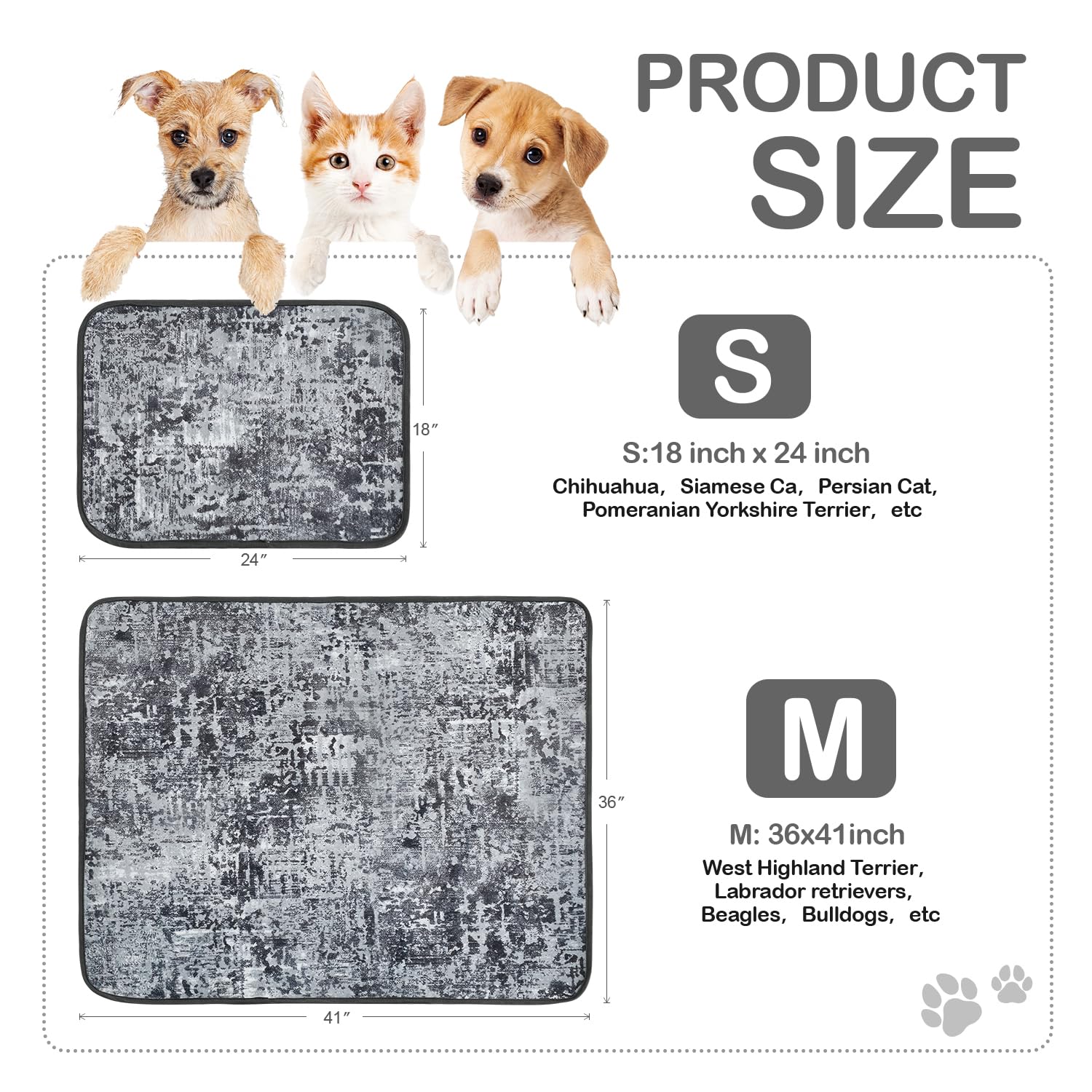 Qeils Washable Pee Pads for Dogs, 2 Pack Reusable Puppy Pads 18 x24  Super Absorbent Leakproof Dog Training Pads, Non-Slip Potty