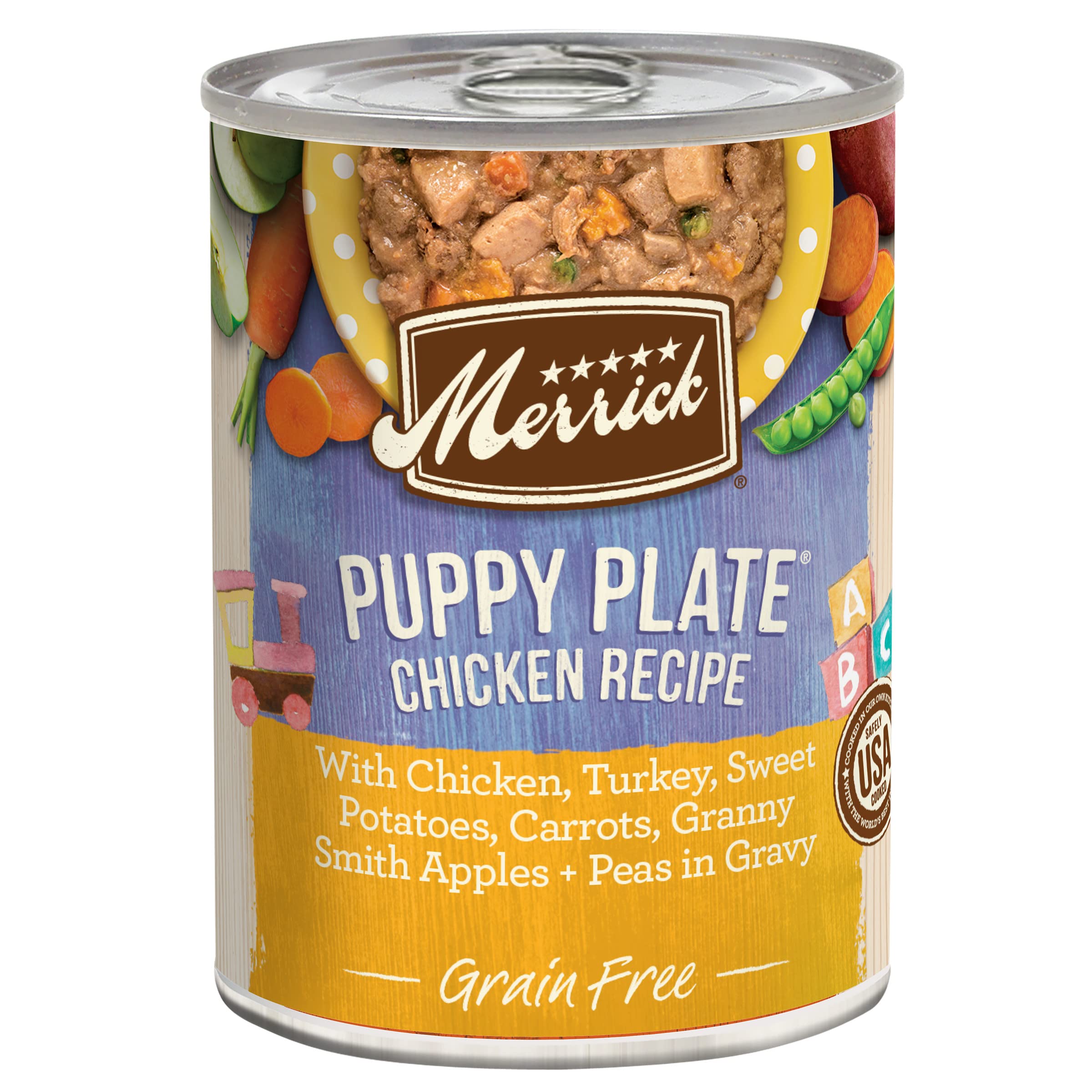 Merrick Grain Free Wet Puppy Food, Premium Soft And Gluten Free Canned Dog Food, Puppy Plate Chicken Recipe - (Pack of 12) 12.7 