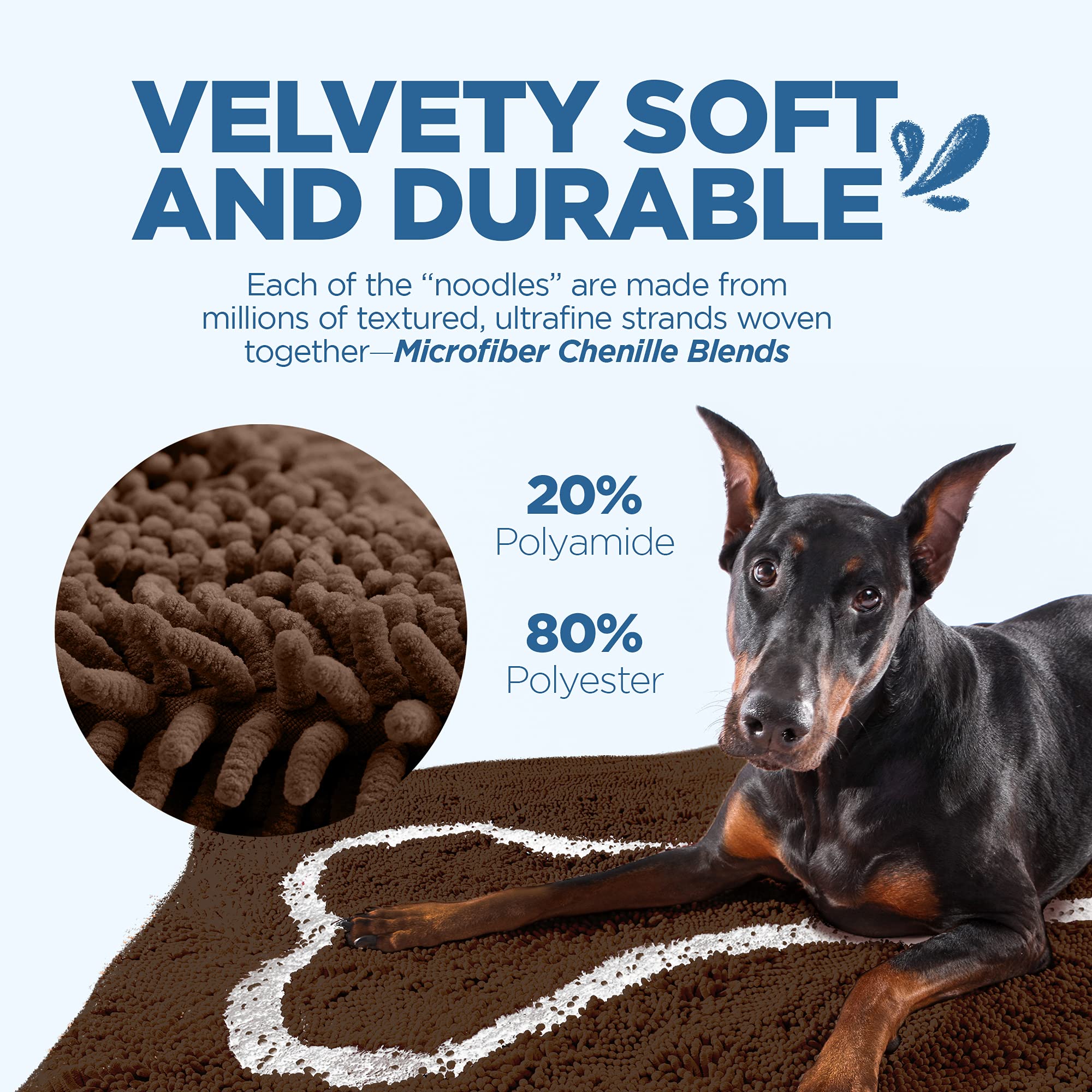 Soggy Doggy Doormat with Bone Design, Microfiber Chenille Indoor Wet Dog Mat for Muddy Paws and Drying, Ultra-Absorbent Dog Mats