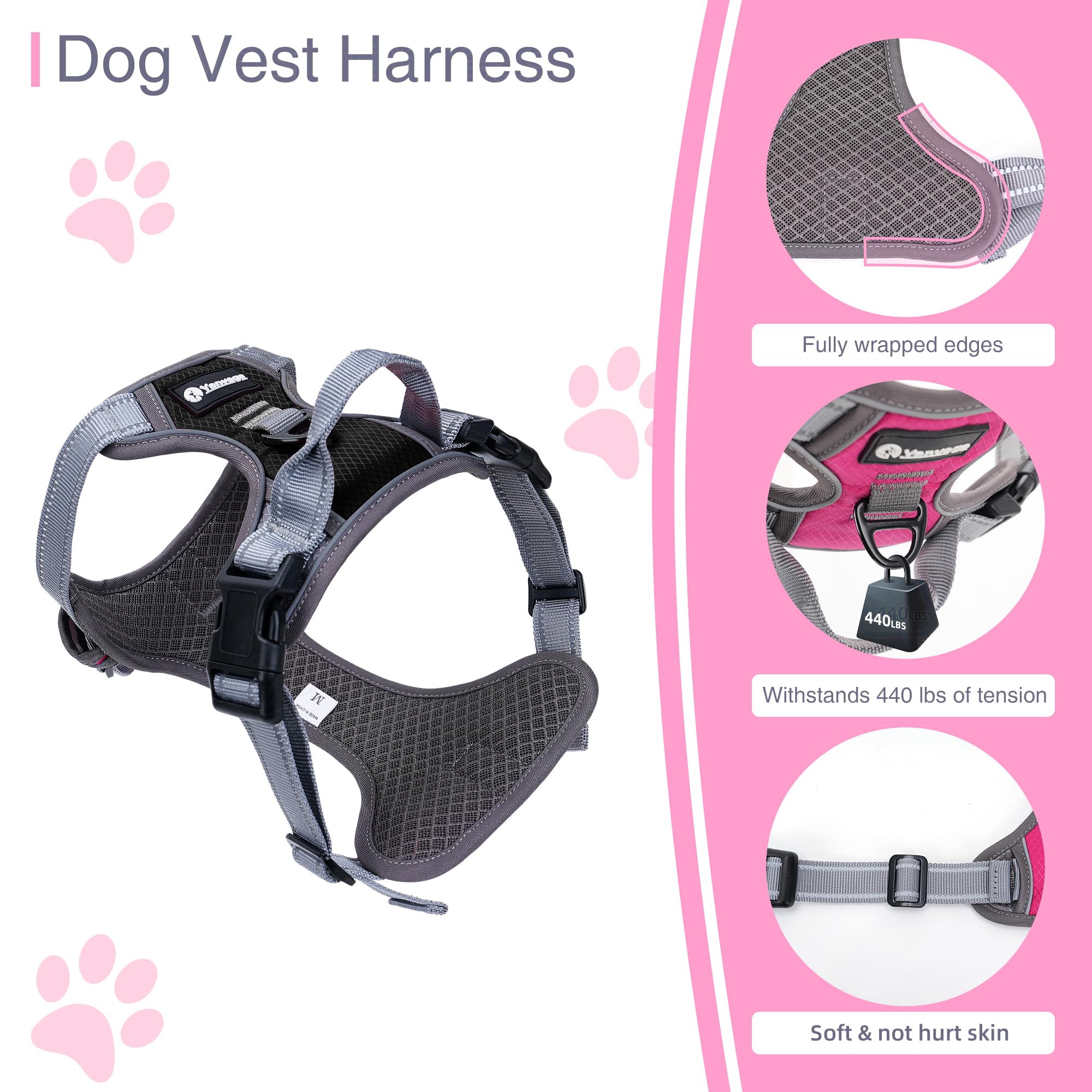 Dog Harness Medium Large Sized Dog Four-Layer Mesh Breathable Reflective Dog Collars, Puppy Harness And Leash Set Training Suit