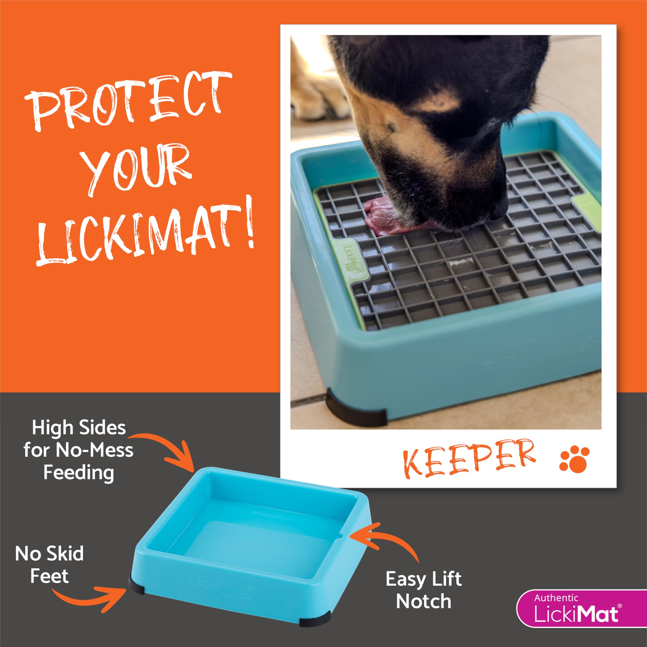 LICKIMAT Indoor Keeper Dog Feeding Station - Slow Feeder Lick Mat Keeper for Dogs Food, Treats, Yoghurt & Peanut Butter - Extend