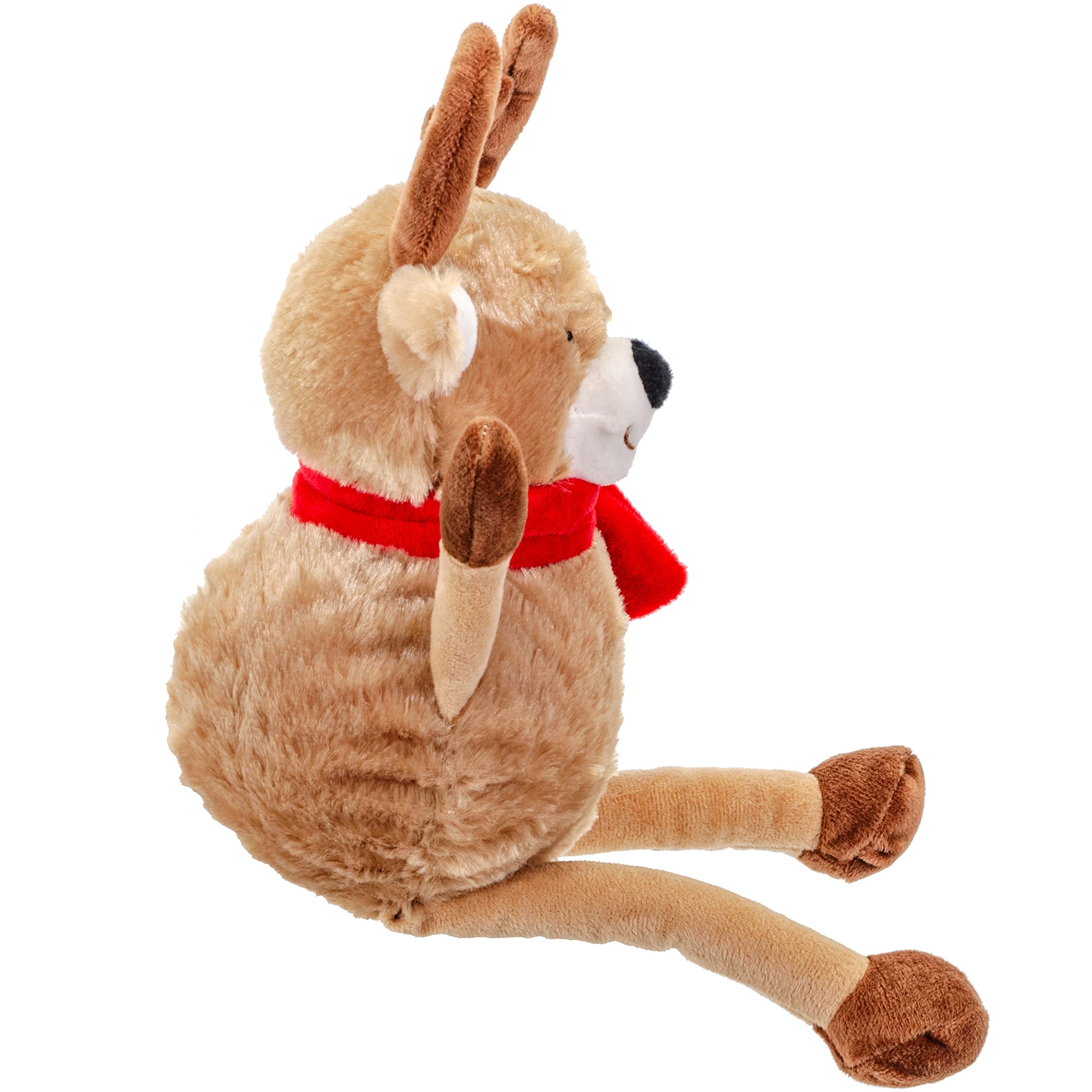 Giftable World Holiday Plush Pet Toy Fun For Christmas Designs With Squeaker Dog Chew Toy (13'' Long Legs Reindeer W/Squeaky Bal