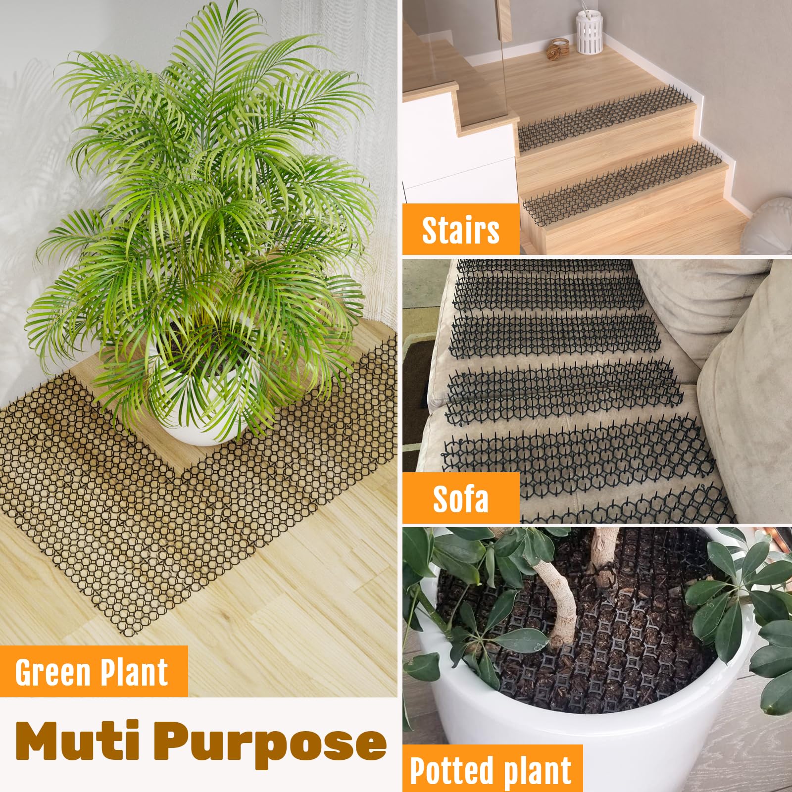 Oceanpax 12 Pack 8.5 X 6.5 Inch Square Cat Scat Mats For Cats With Spikes, Prickle Strips From Digging Cat Deterrent Outdoor Inc