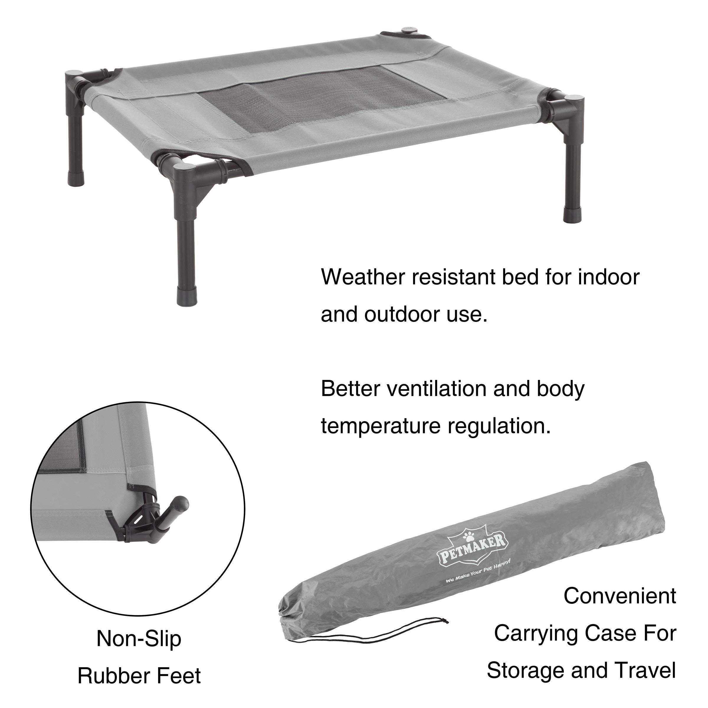 Petmaker Elevated Dog Bed - 24.5X18.5 Portable Bed For Pets With Non-Slip Feet - Indoor/Outdoor Dog Cot Or Puppy Bed For Pets Up To 25Lbs (Gray)
