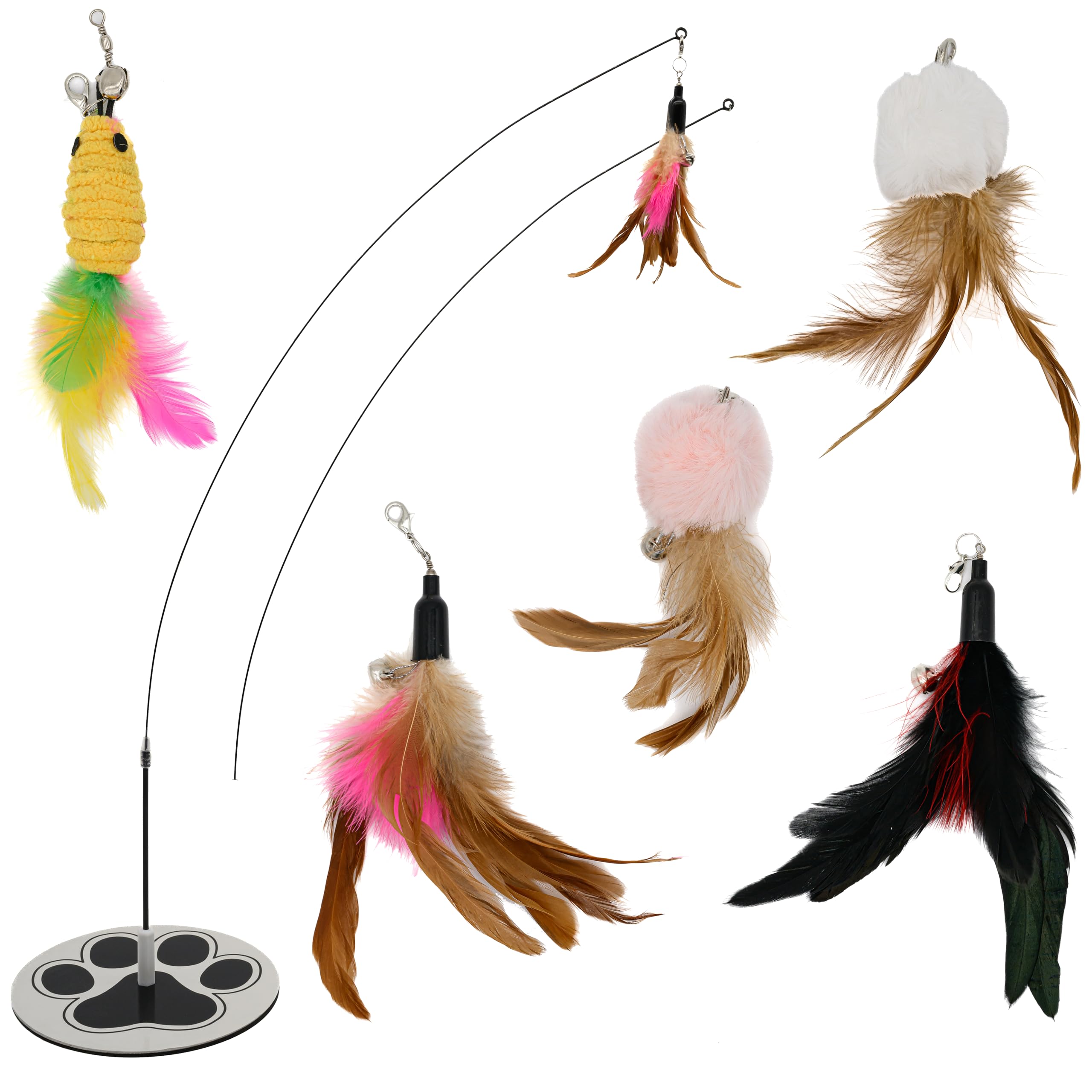 Gadgetsology Interactive Cat Toys For Indoor Cats 2 In 1 Cat Wand Toys Solid Round Base Toys For Bored Indoor Adult Cats Self Pl