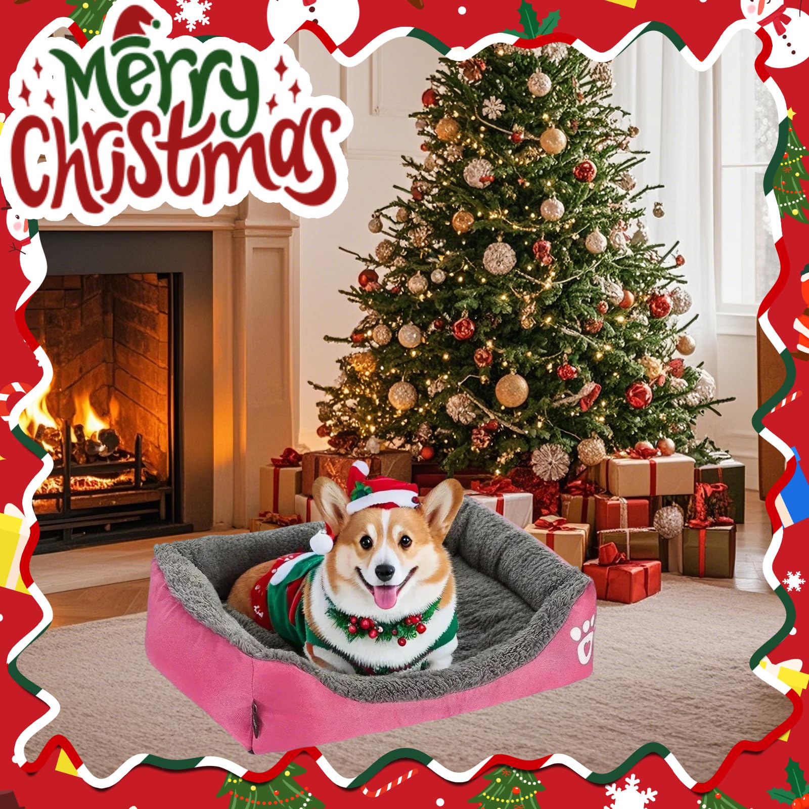 Forever Lover Dog Bed For Under Medium Dogs, Soft Washable Pet Puppy Dogs And Cats Winter Bed From (Grey)