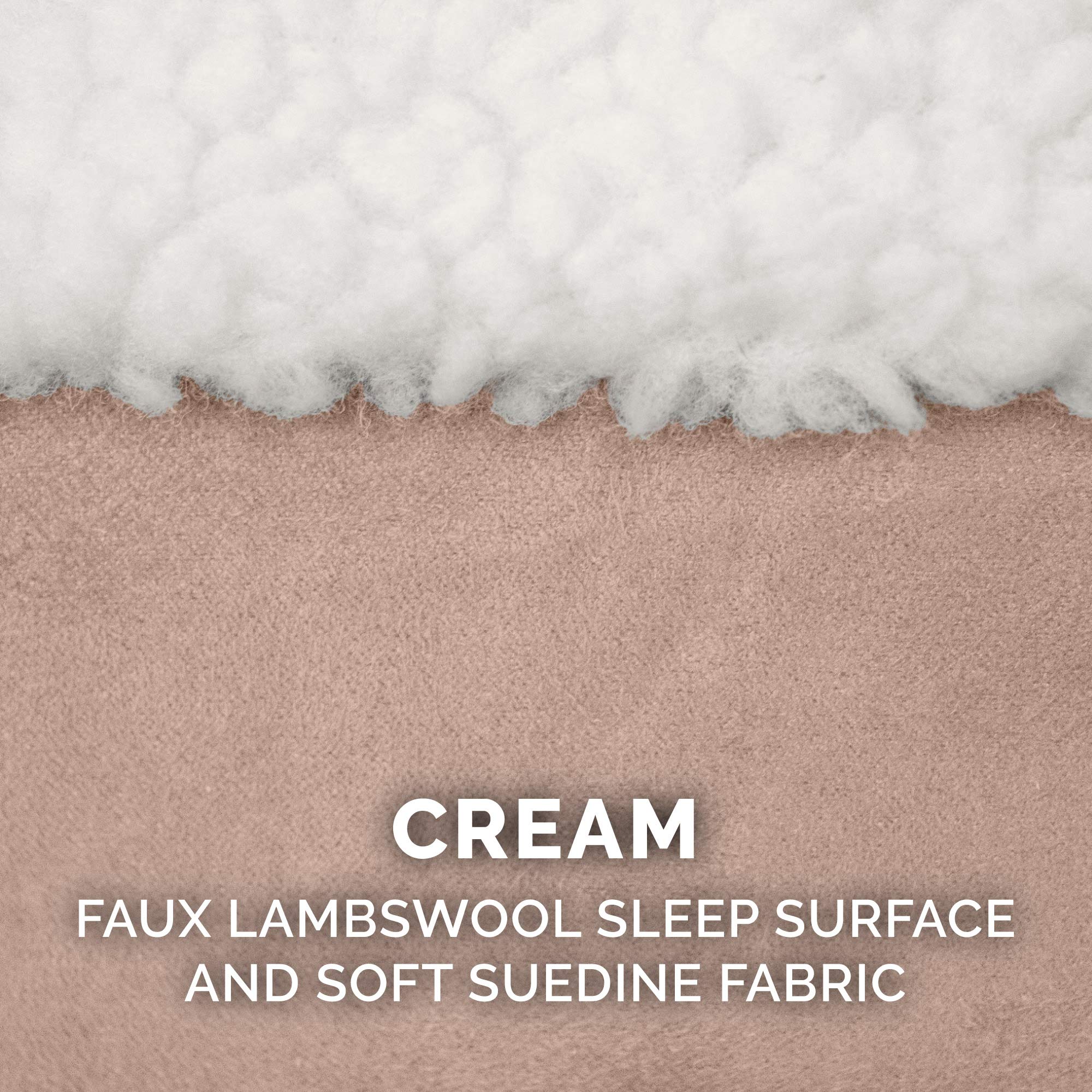 Furhaven Pet Products Faux Sheepskin Cooling Gel Top Snuggery Burrow Pet Bed For Dogs & Cats - Cream, 35 Base