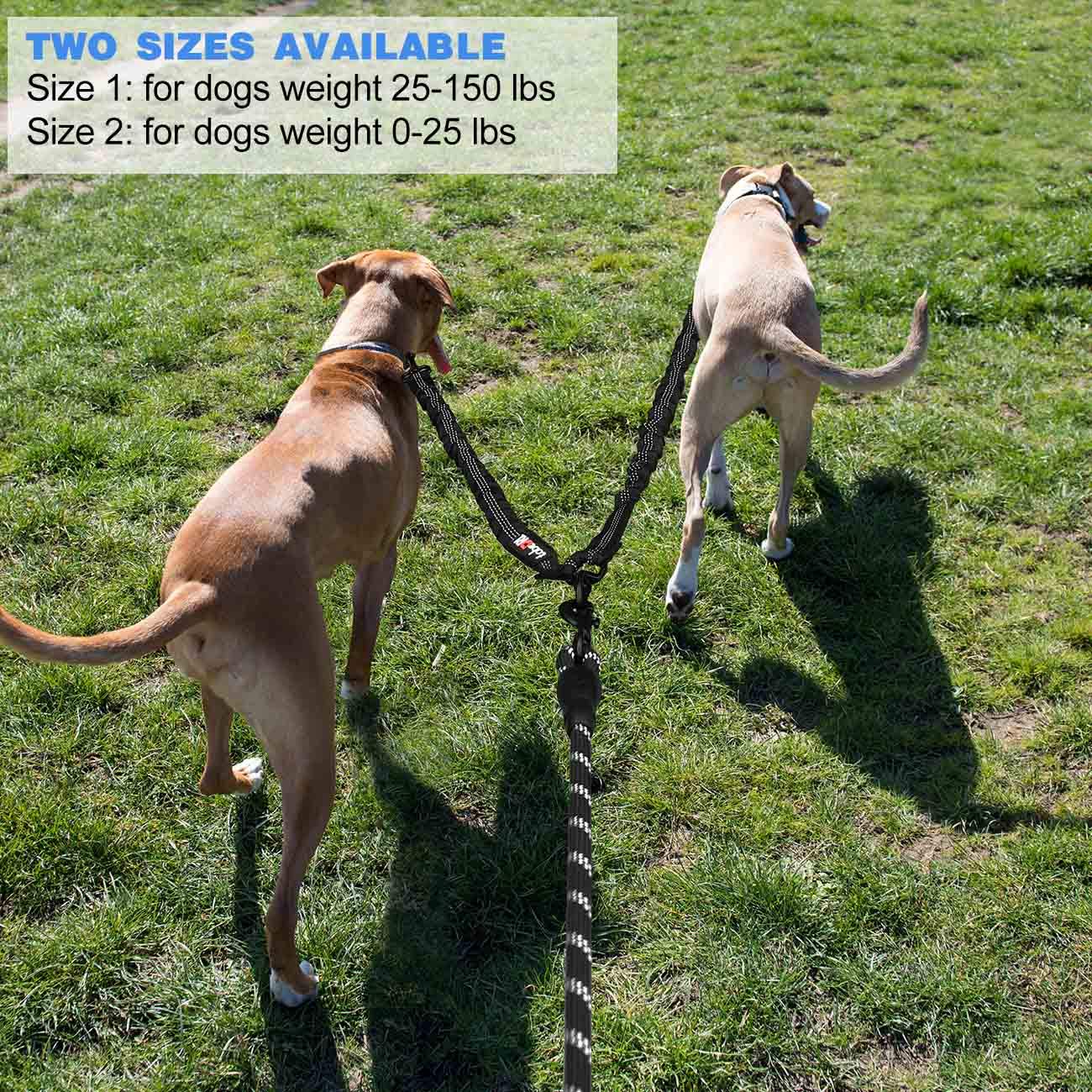 Tobedri Comfortable Dual Dog Leash Tangle Free With Shock Absorbing Bungee Reflective 2 Dog Leashes For Large Medium Small Dogs