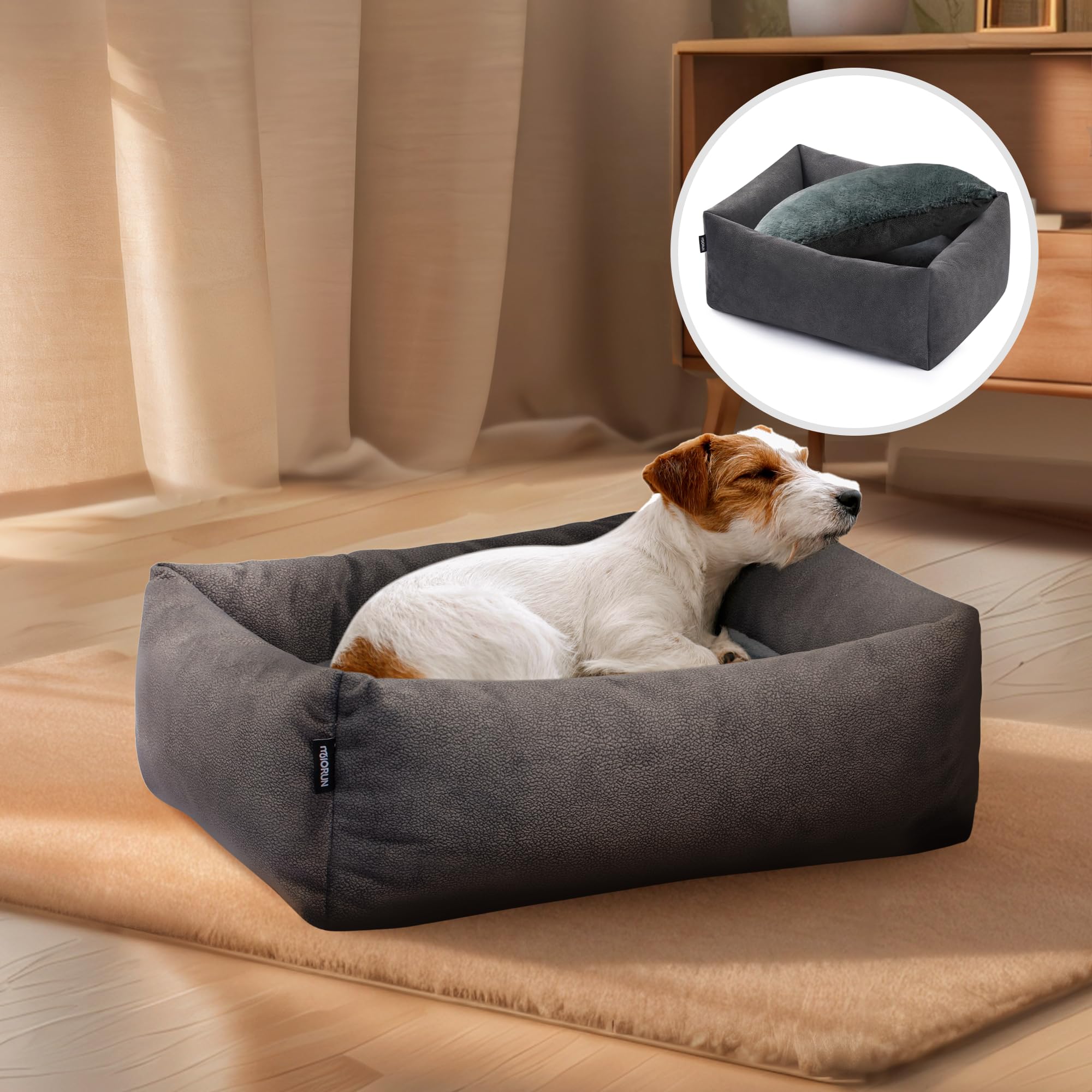 Miorun Durable Rectangle Pet Bed For Medium Dogs And Cats, 30'' Waterproof Puppy Couch With Non-Slip Base, Washable Calming Sofa