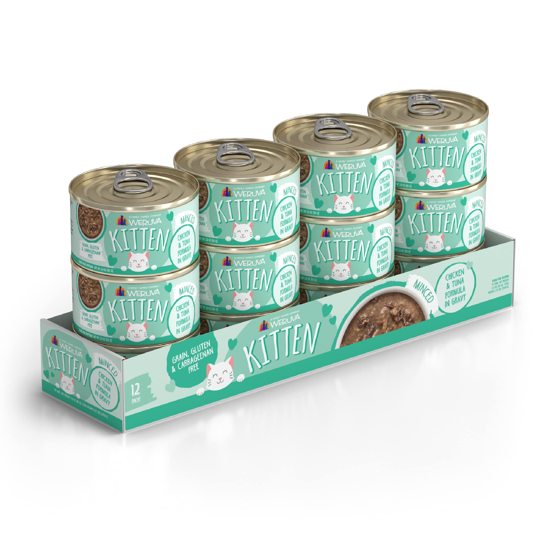 Weruva Kitten, Chicken & Tuna Formula in Gravy, 3oz Can (Pack of 12)