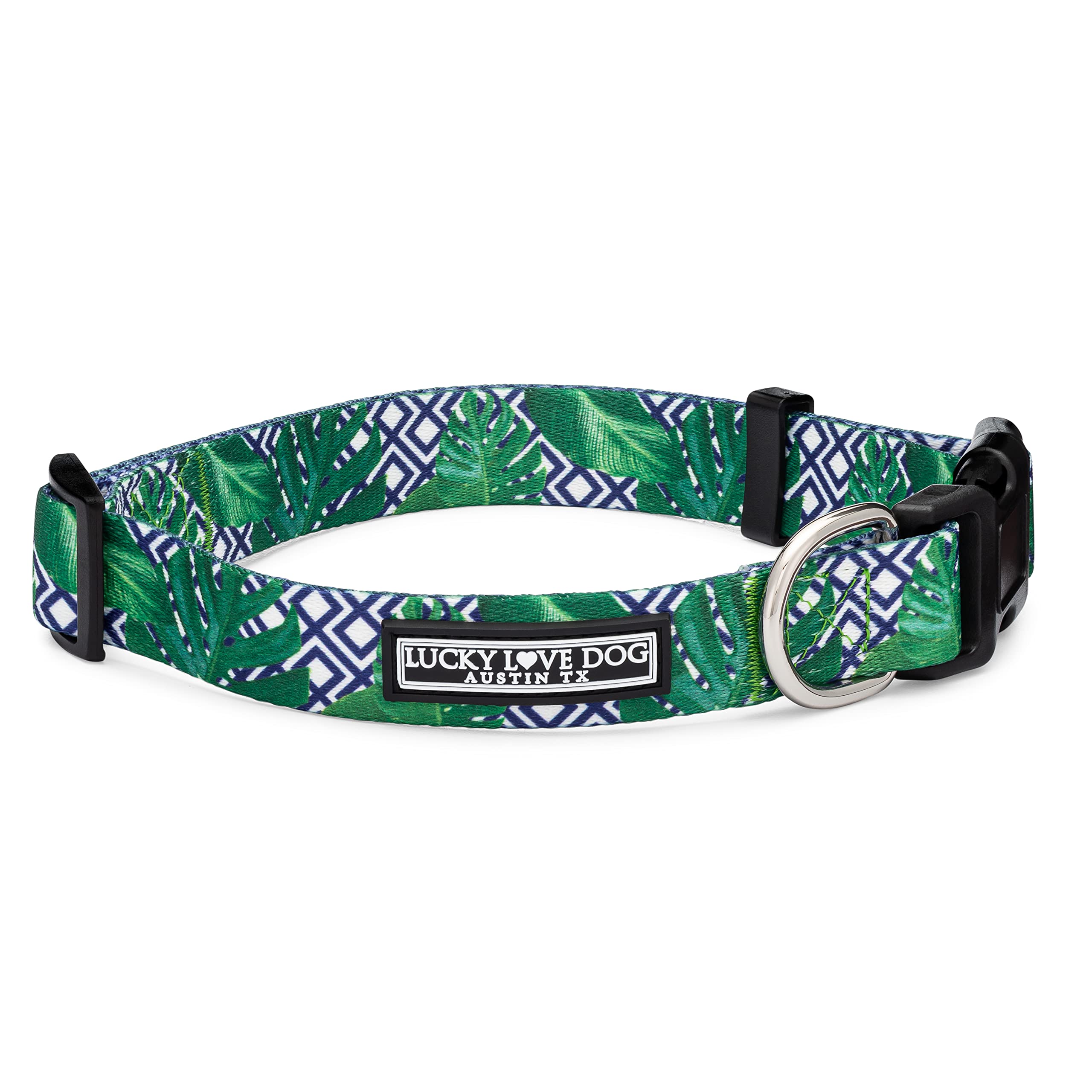 Lucky Love Dog Collar, Beautiful & Vivid Pattern Small Boy Dog Collars, Easy On & Off Clasp Accessory (Blue Laguna, S)