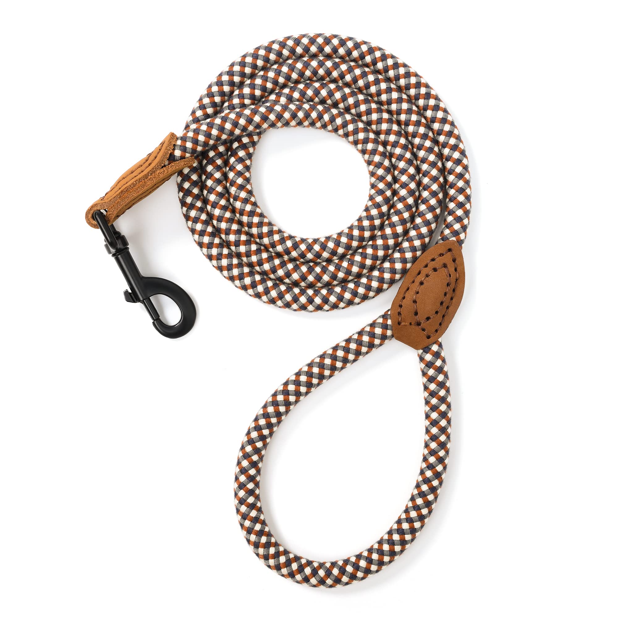 Mile High Life Rope Leash With Genuine Leather Connection, 6 Ft/5 Ft/4 Ft, Heavy Duty Leash For Medium & Large Dogs (Brown, 48 I
