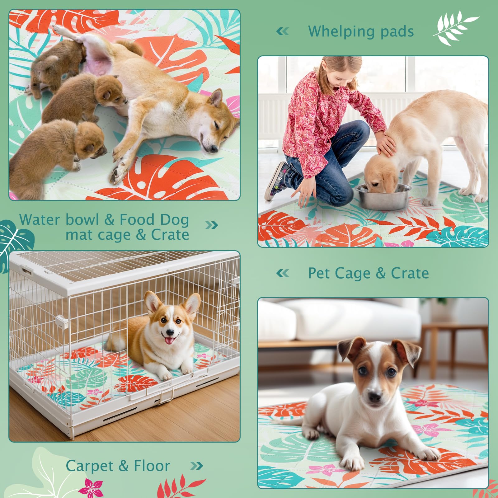 Bvagss Washable Pee Pads For Dogs, 2 Pack Reusable Leakproof Puppy Wee Wee, Non-Slip Waterproof Pet Training, Super Absorbent Wh