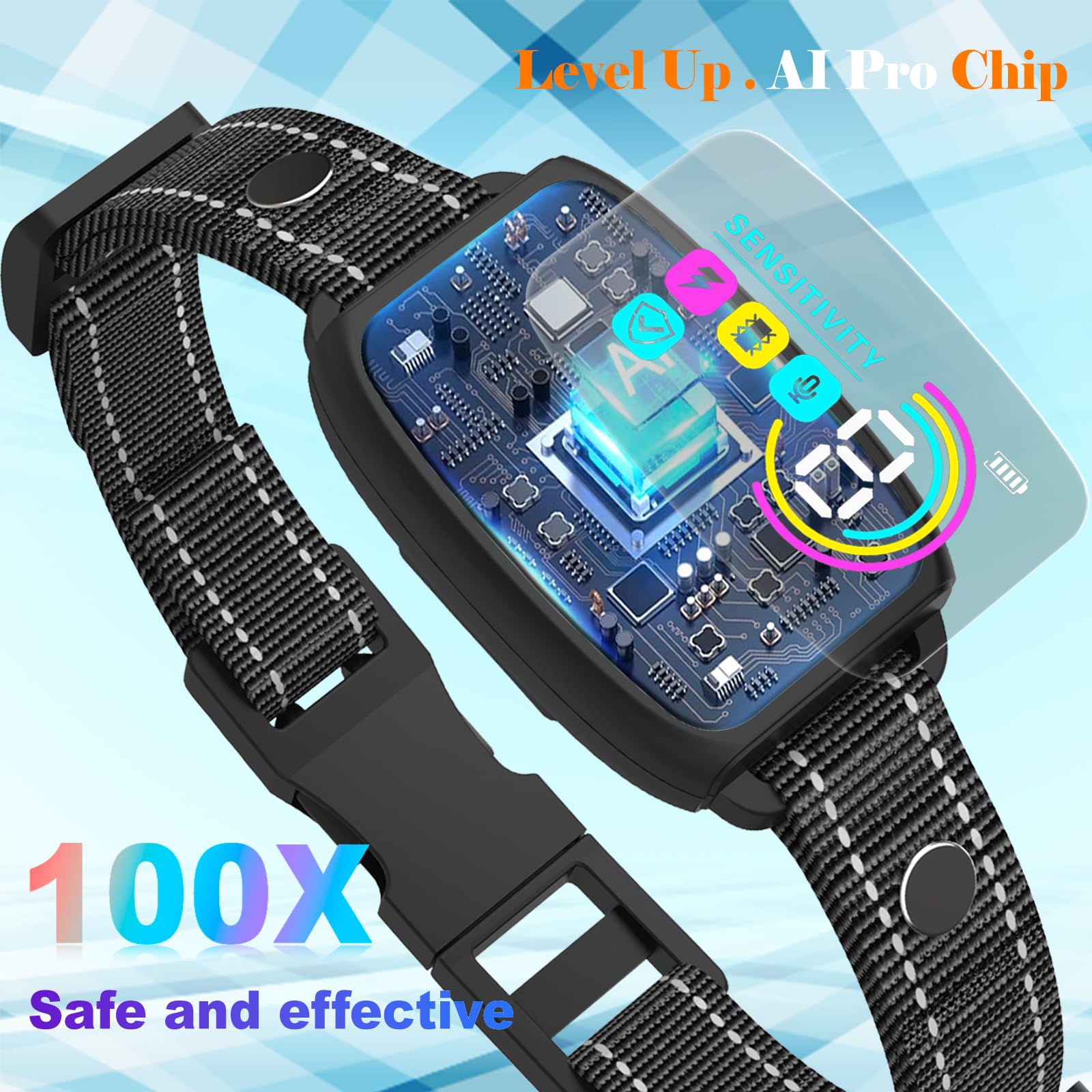 Bark Collar For Large Dog, Anti Bark Collar For Medium Dogs, Rechargeable Smart Ipx7 Waterproof Collars, Stop Barking Collar Wit