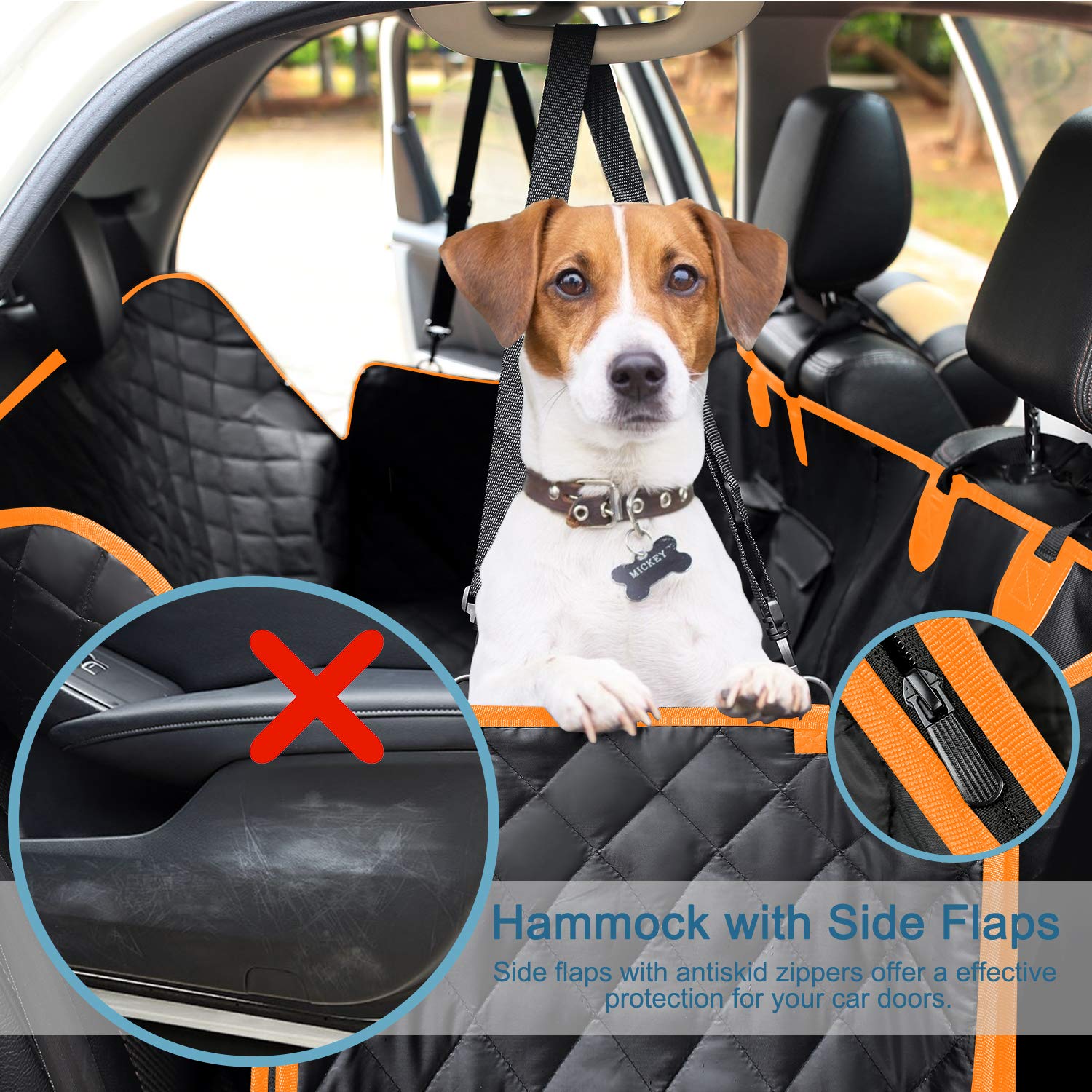 Dog Car Seat Cover For Back Seat, Car Seat Covers For Dogs With Side Flaps,100% Waterproof Pet Seat Cover Hammock With Dog Bowls