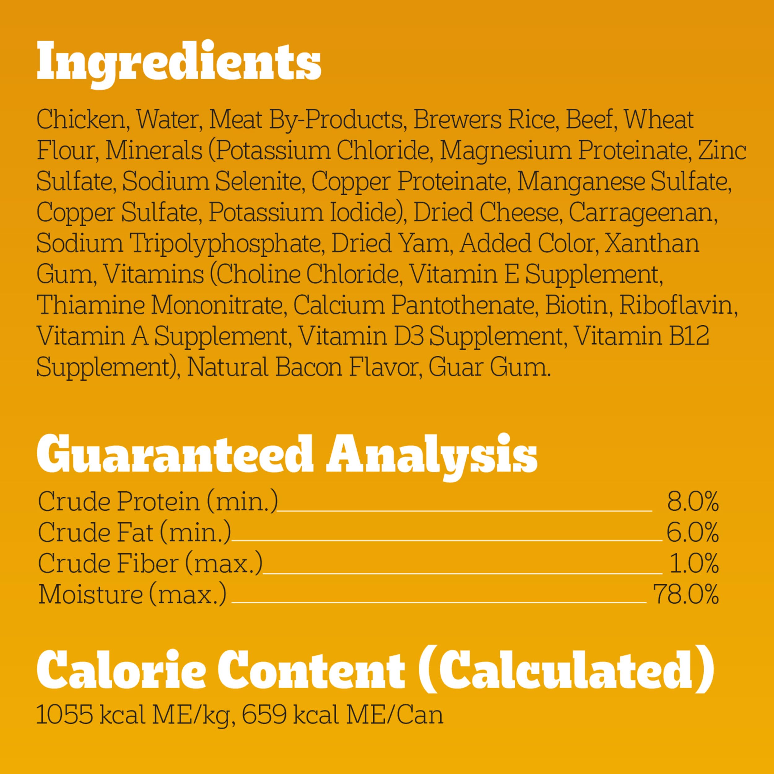 Pedigree Chopped Ground Dinner Adult Wet Dog Food Beef Bacon & Cheese Flavor, 22 oz. Cans (12 Count, Pack of 1)