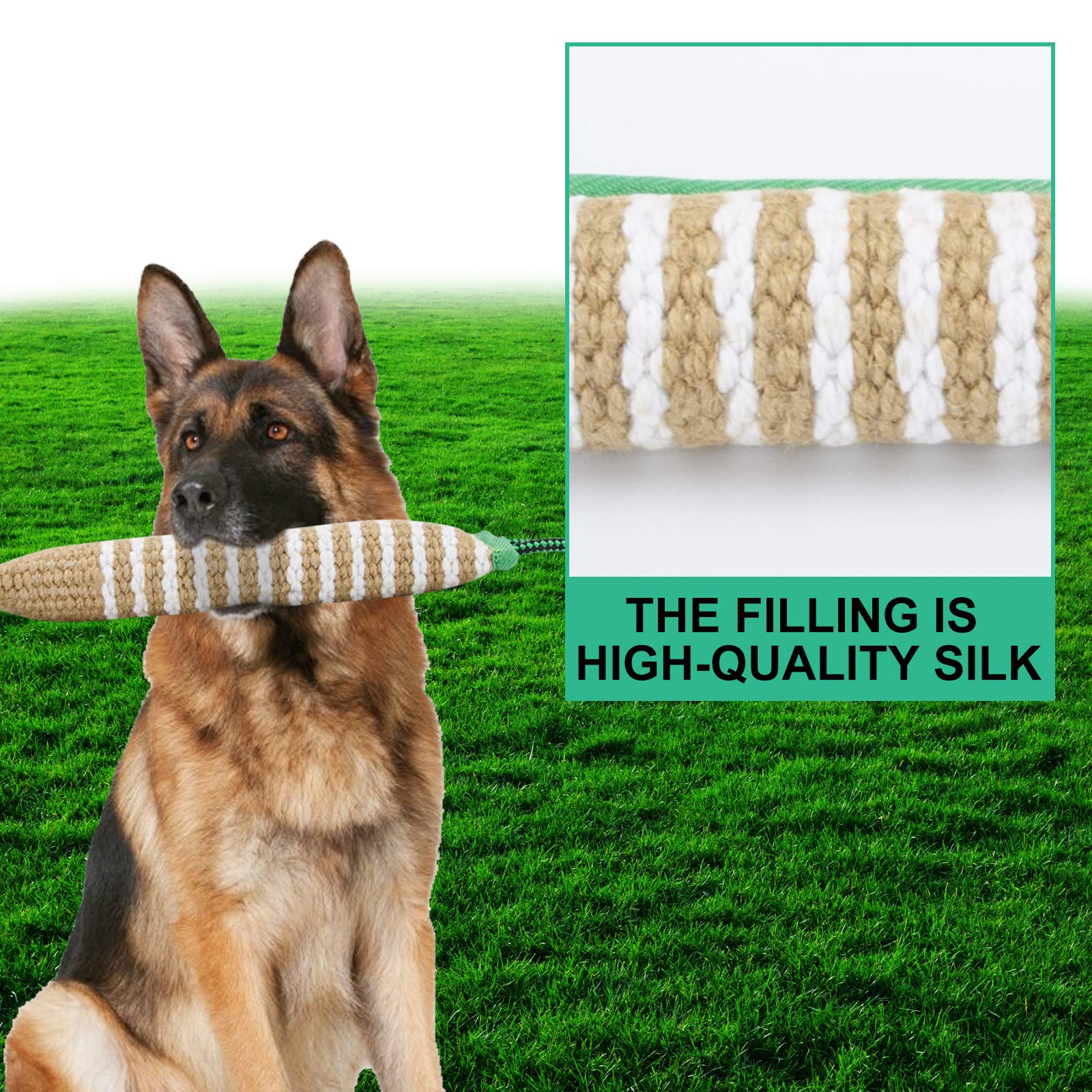 Dog Tug Toy, Dog Bite Jute Pillow Pull Toy With 2 Strong Handles, Perfect For Tug Of War, Puppy Training Interactive Play, Durable Bite Training Toys For Medium To Large Dogs (Green)