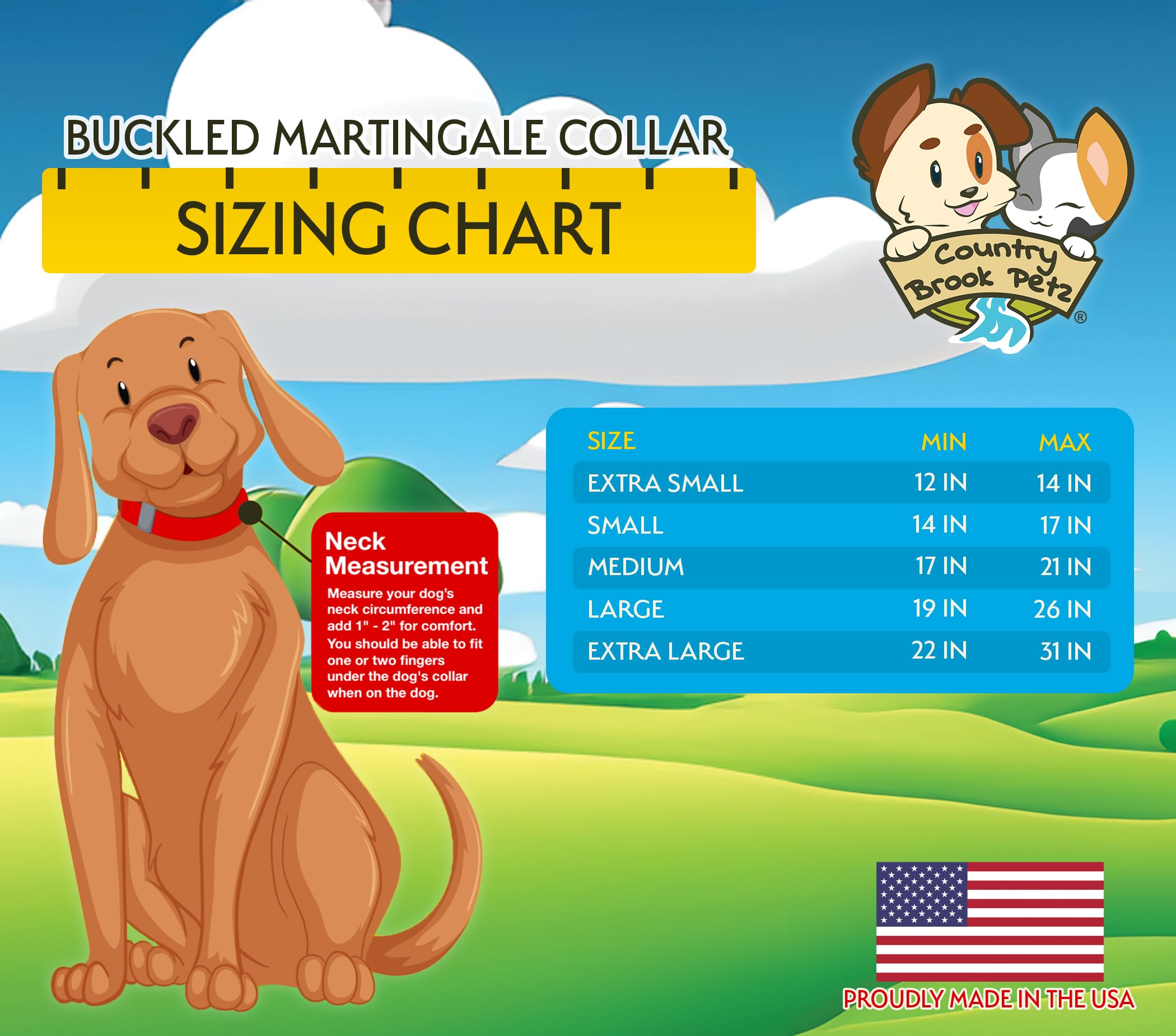 Country Brook Petz - Puppy Love Martingale Dog Collar With Deluxe Buckle - Affection Collection Featuring Designs You'Ll Adore (