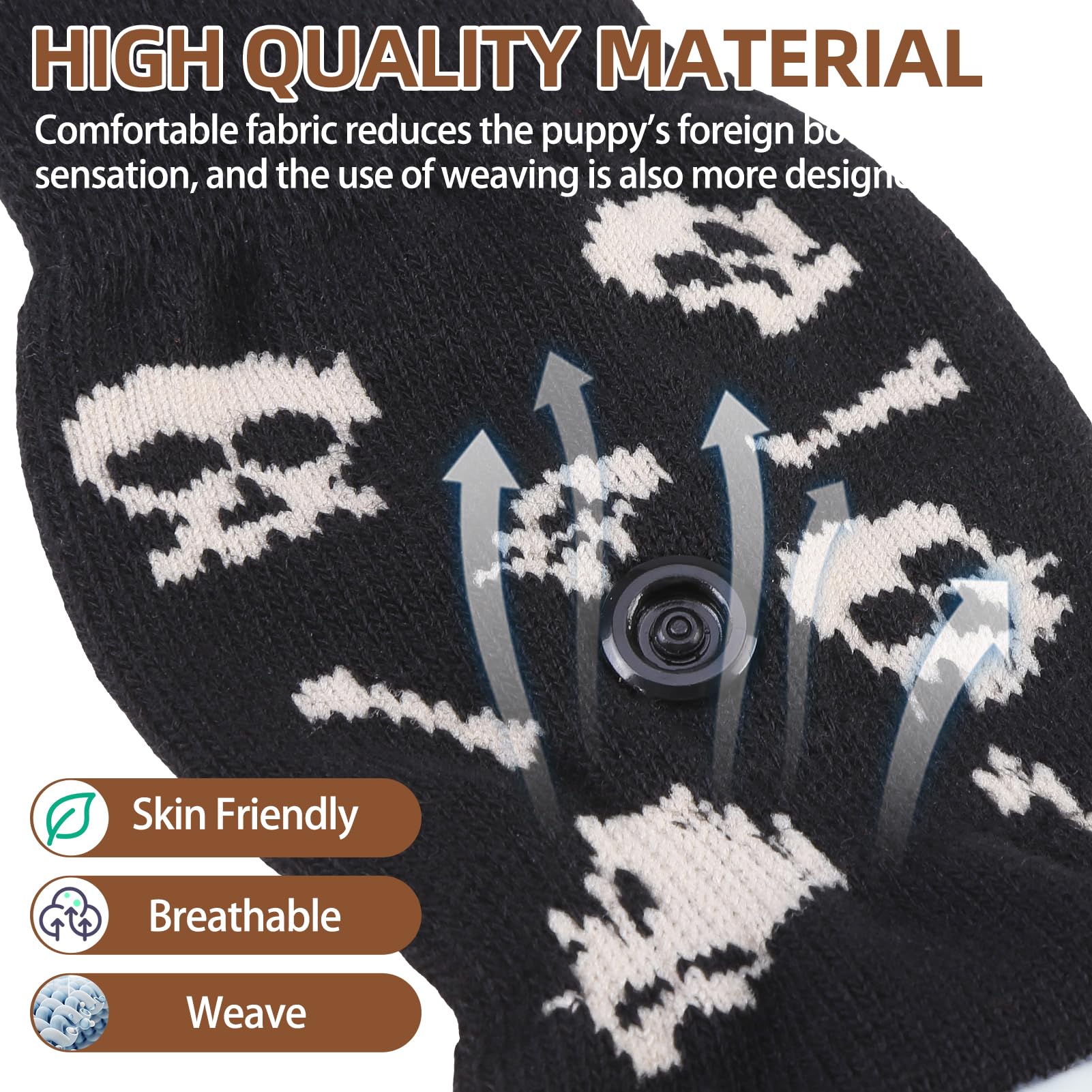 Pupteck Double Sides Anti-Slip Dog Socks Halloween Costumes, 3 Pairs Soft Paw Protector With Adjustable Straps, Strong Traction