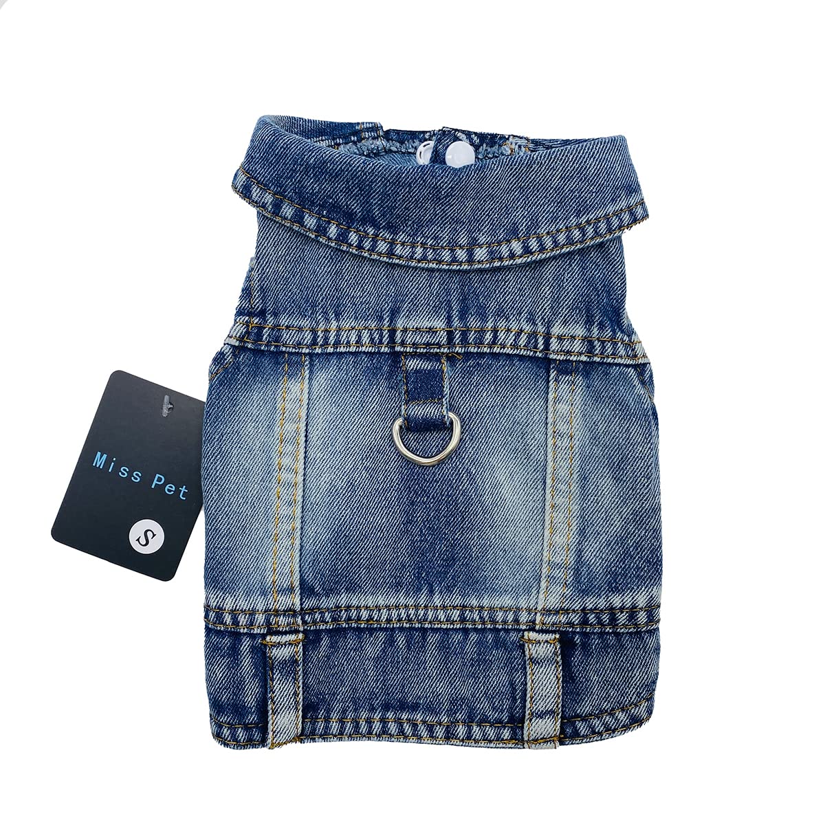 Dog Jeans Jacket Cool Blue Denim Coat For Small Medium Girl Boy Dogs Puppy Clothes Comfort Lapel Harness Vest With D-Ring For Le